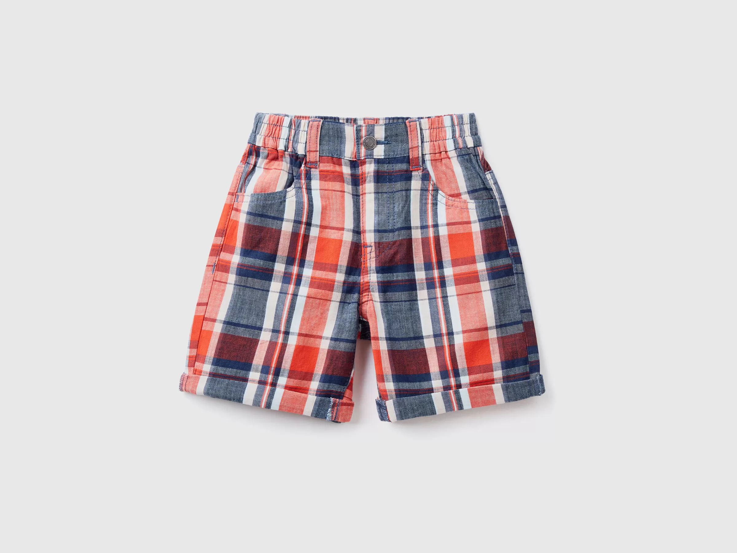 100% Cotton Checked Bermudas^Benetton Hot