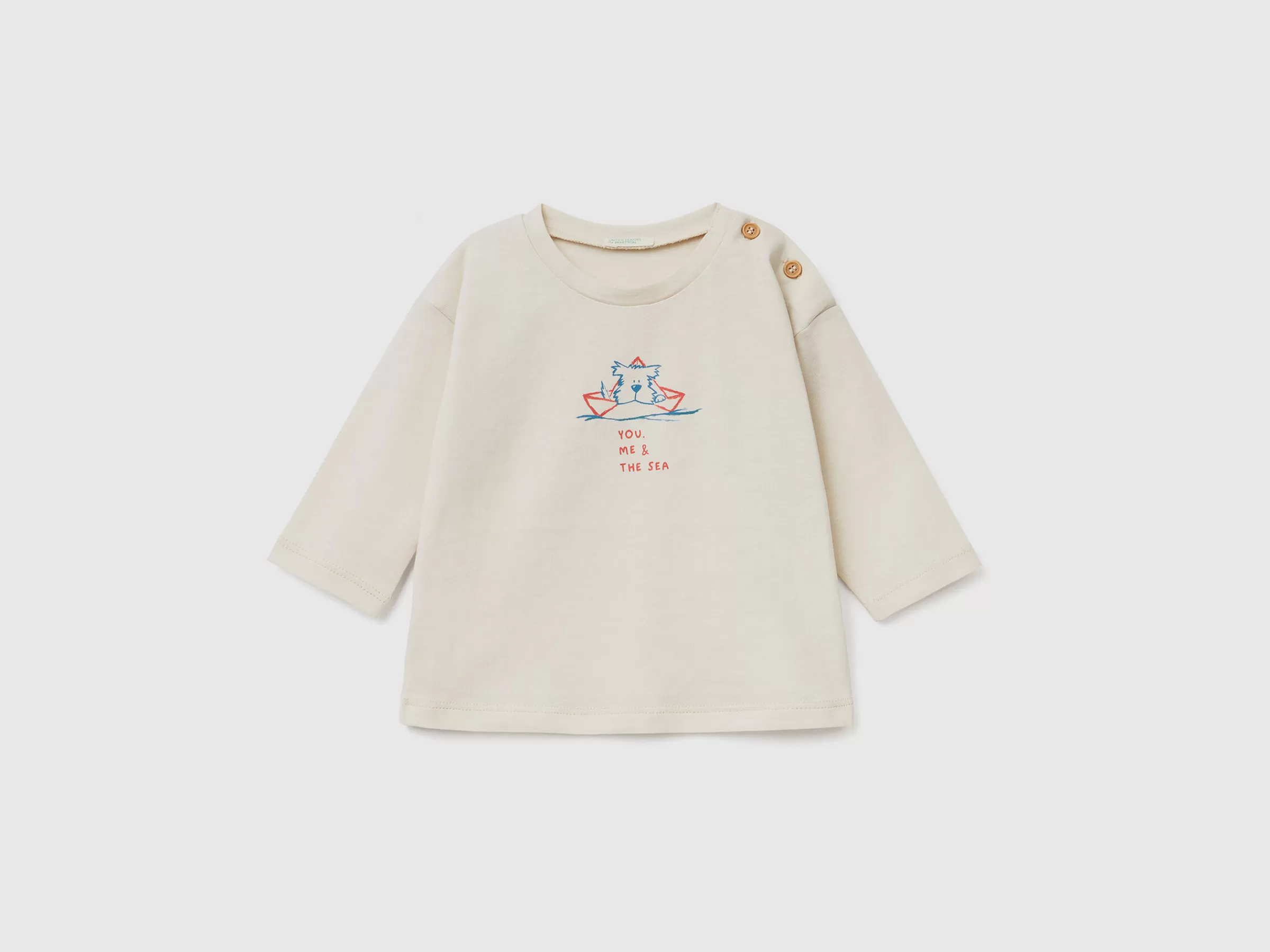 100% Cotton T-Shirt With Print^Benetton Sale