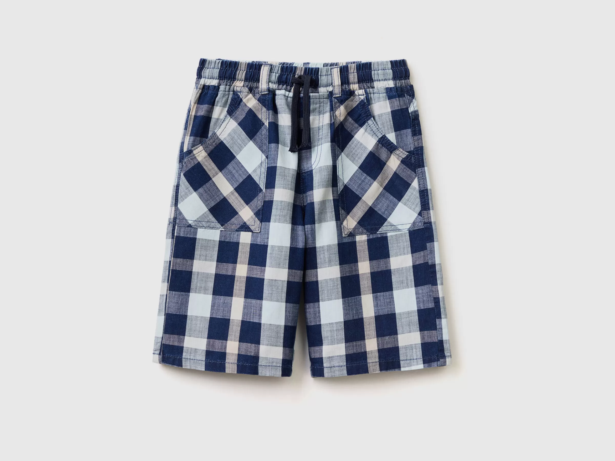 Bermudas Aos Quadrados Com Cordao De Ajuste^Benetton Discount
