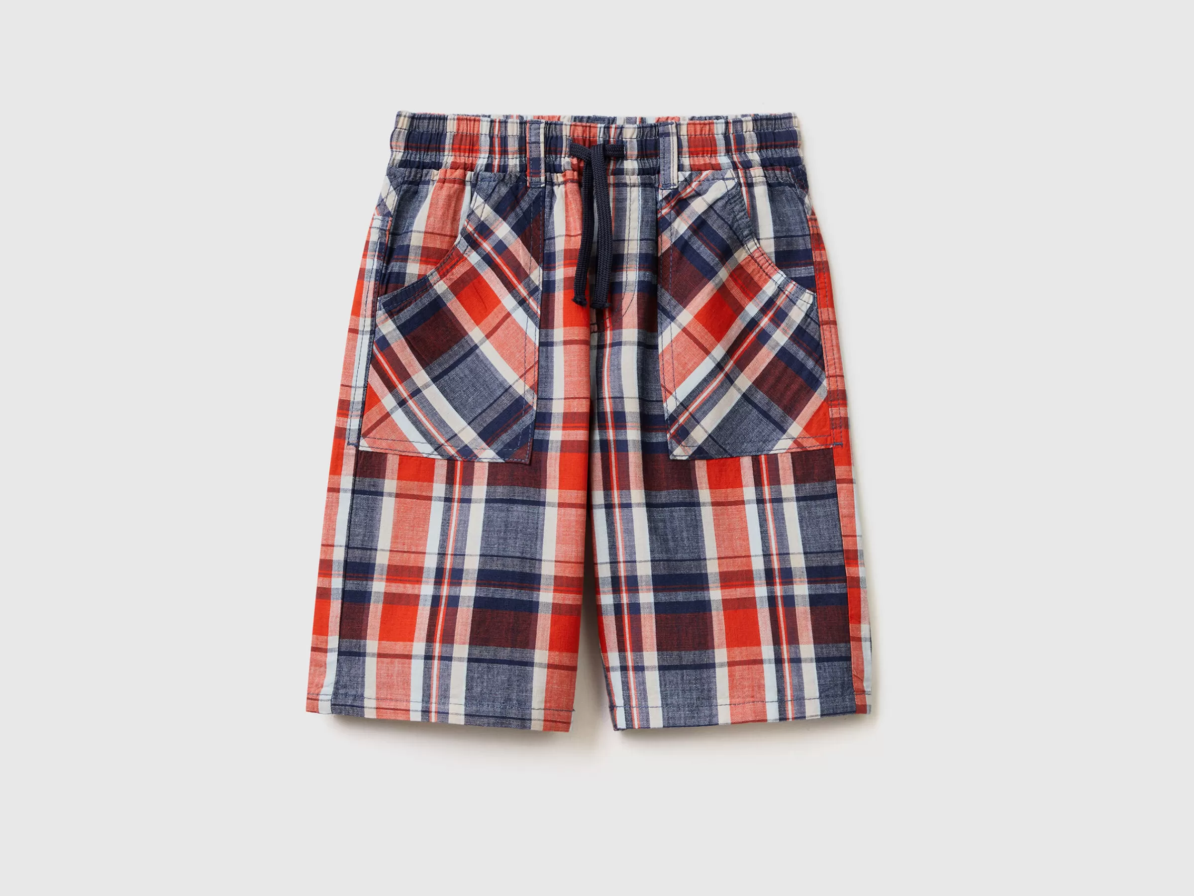 Bermudas Aos Quadrados Com Cordao De Ajuste^Benetton Best Sale