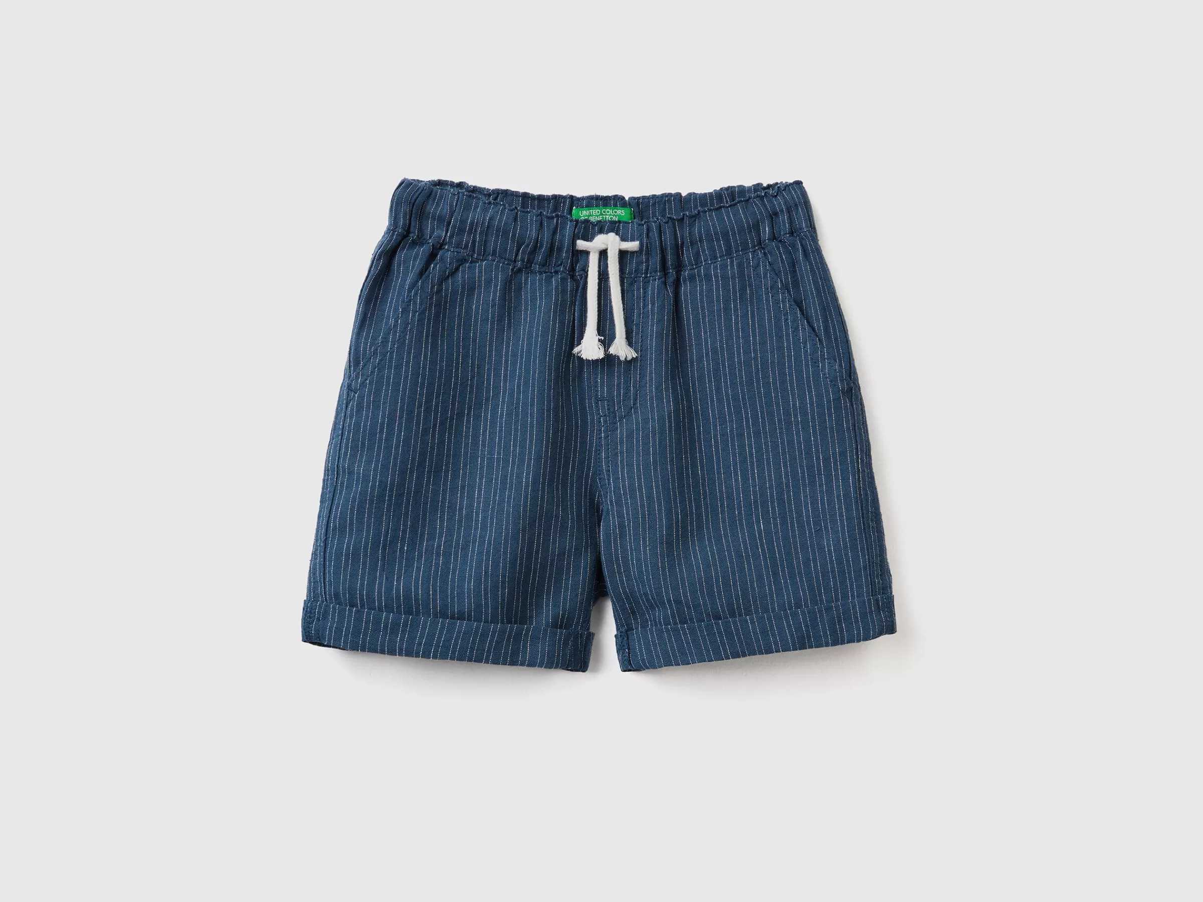 Bermudas As Riscas Em Mescla De Linho^Benetton Clearance