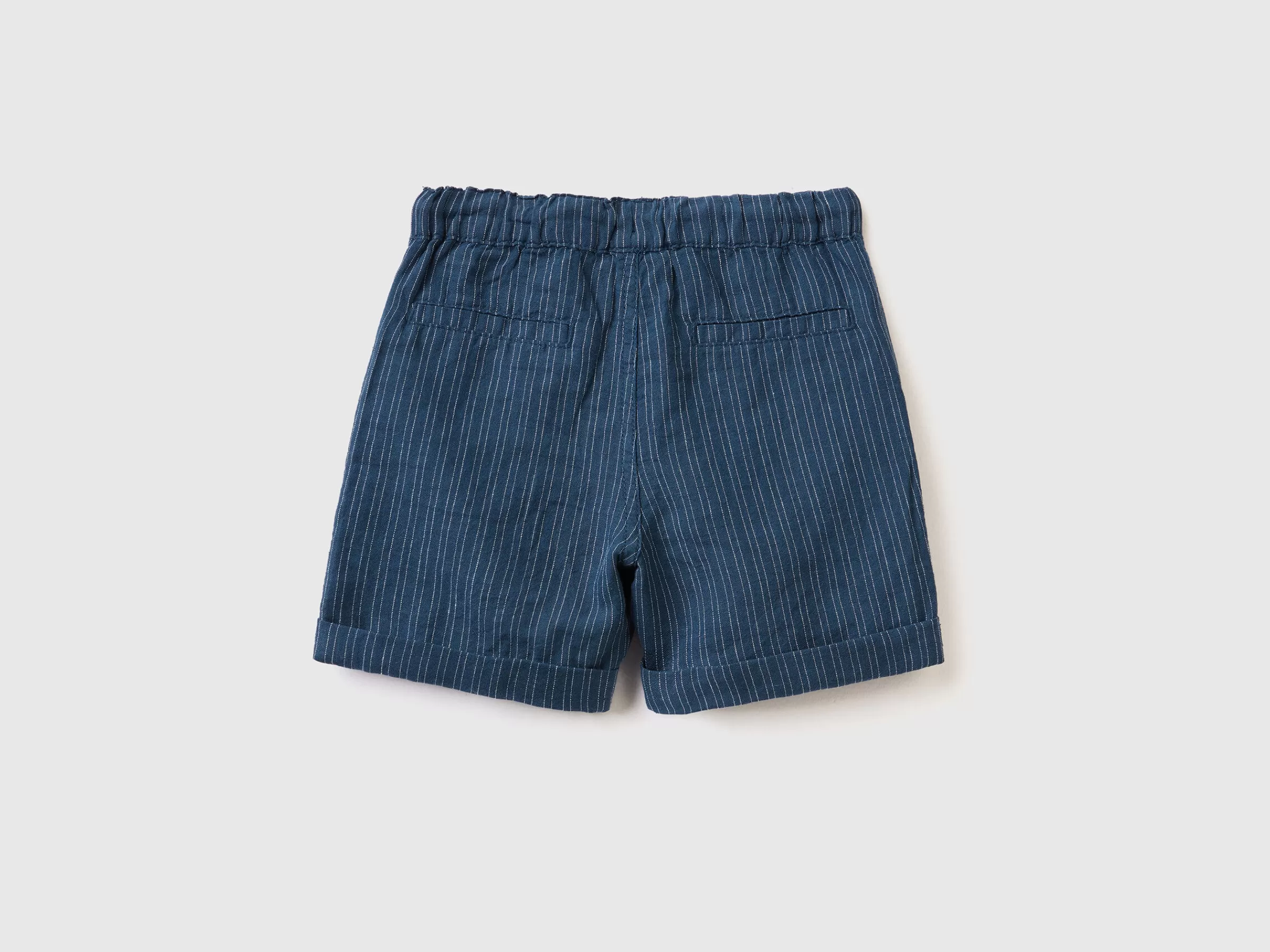 Bermudas As Riscas Em Mescla De Linho^Benetton Clearance