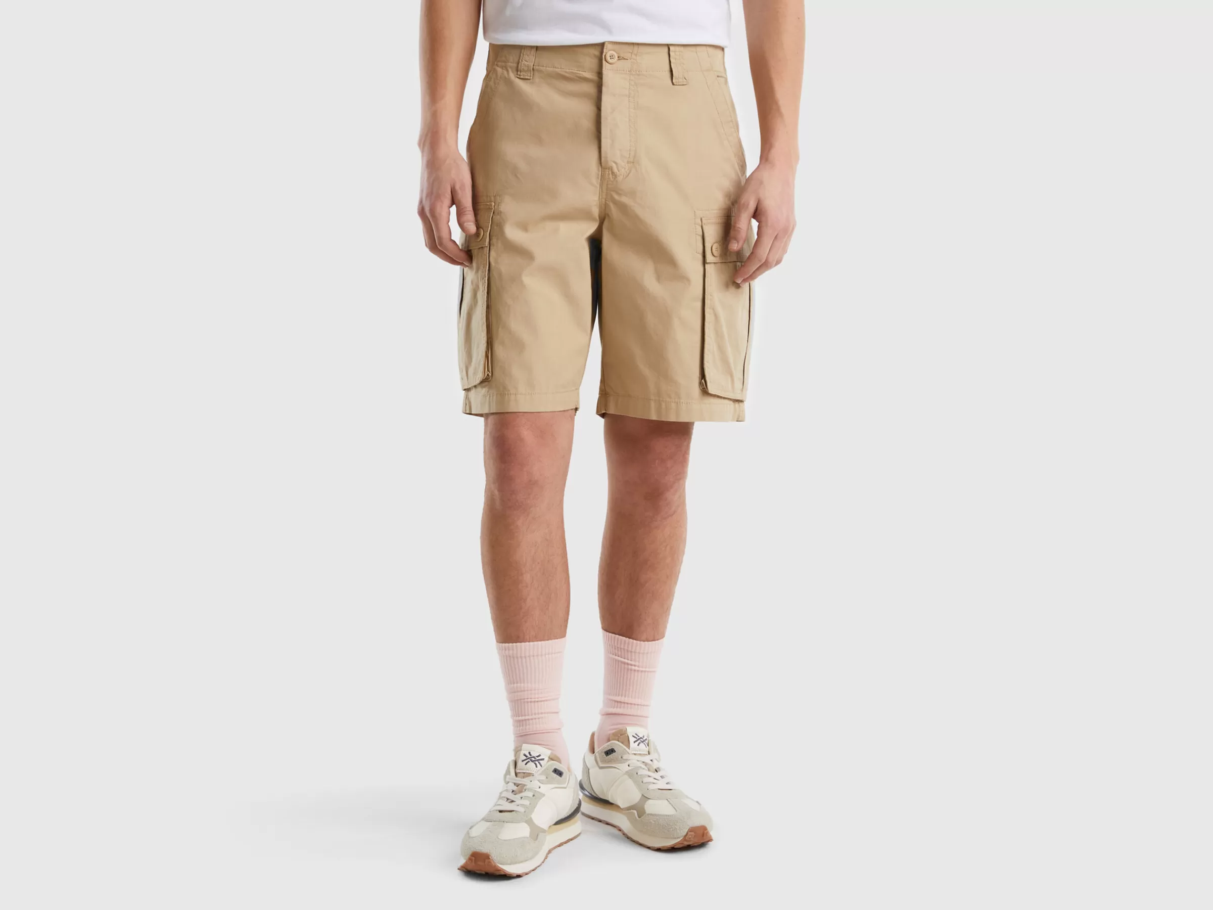 Bermudas Cargo Em Algodão Puro^Benetton Shop