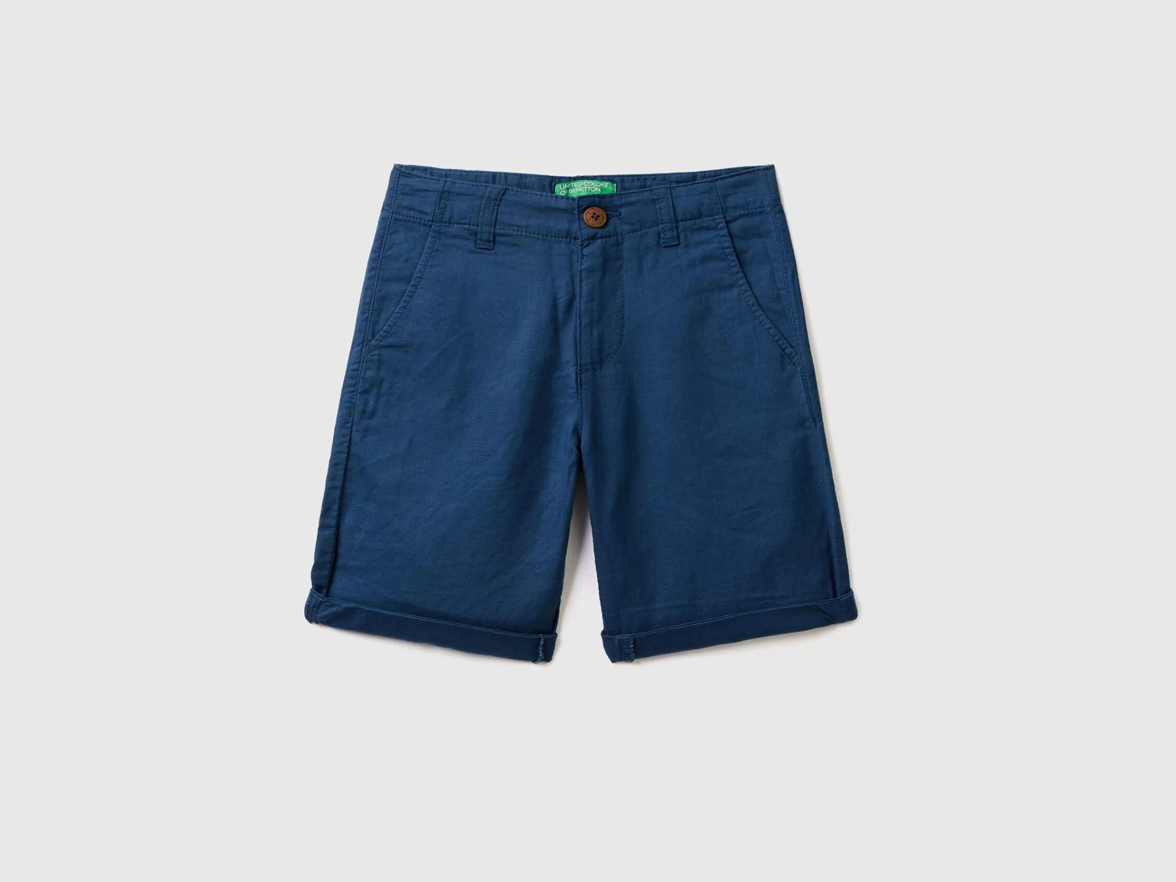 Bermudas Chino Em Mescla De Linho^Benetton Hot