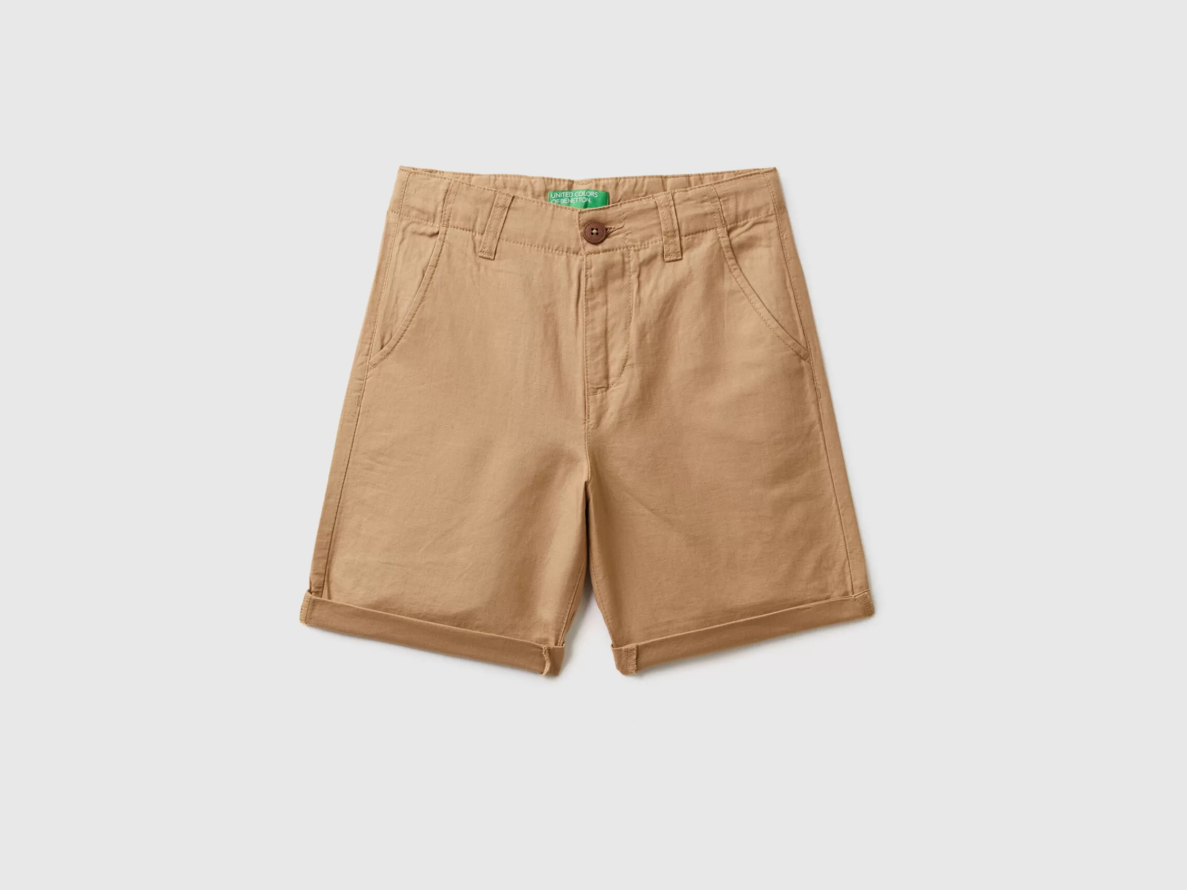 Bermudas Chino Em Mescla De Linho^Benetton Store