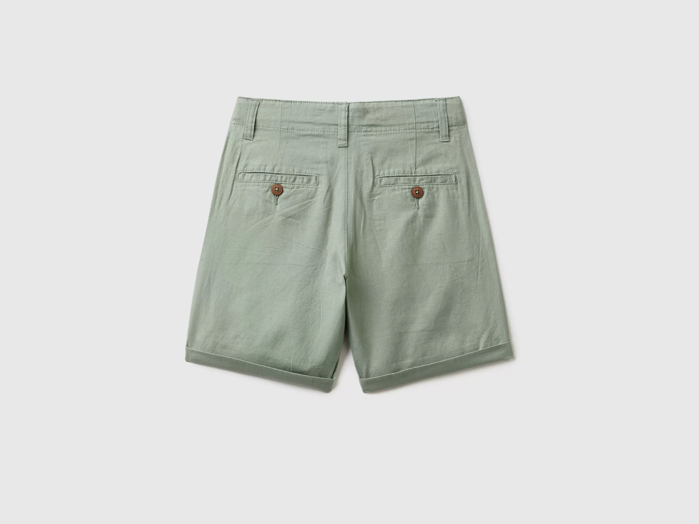 Bermudas Chino Em Mescla De Linho^Benetton Cheap