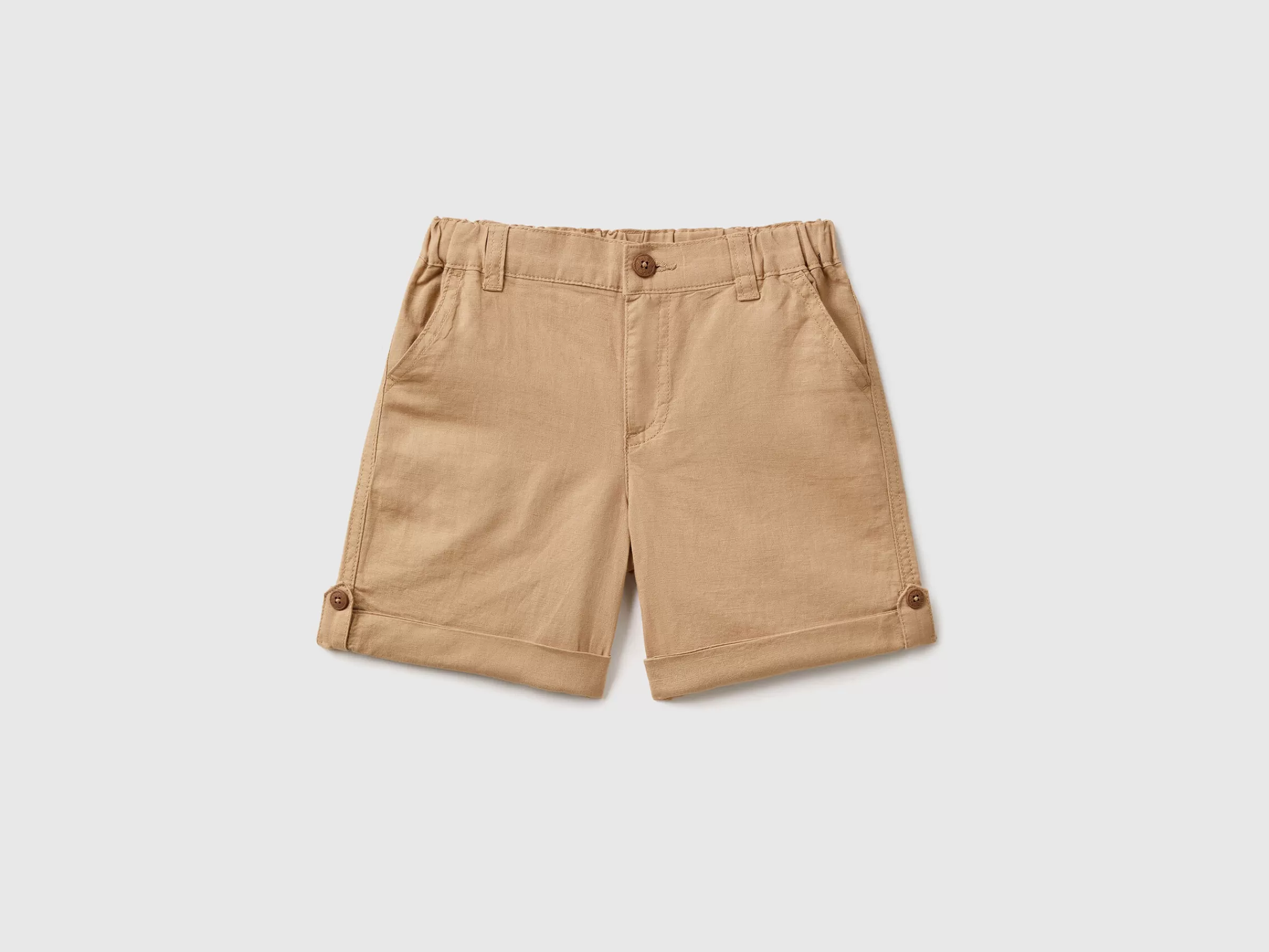 Bermudas Com Dobras Em Mescla Linho^Benetton Flash Sale