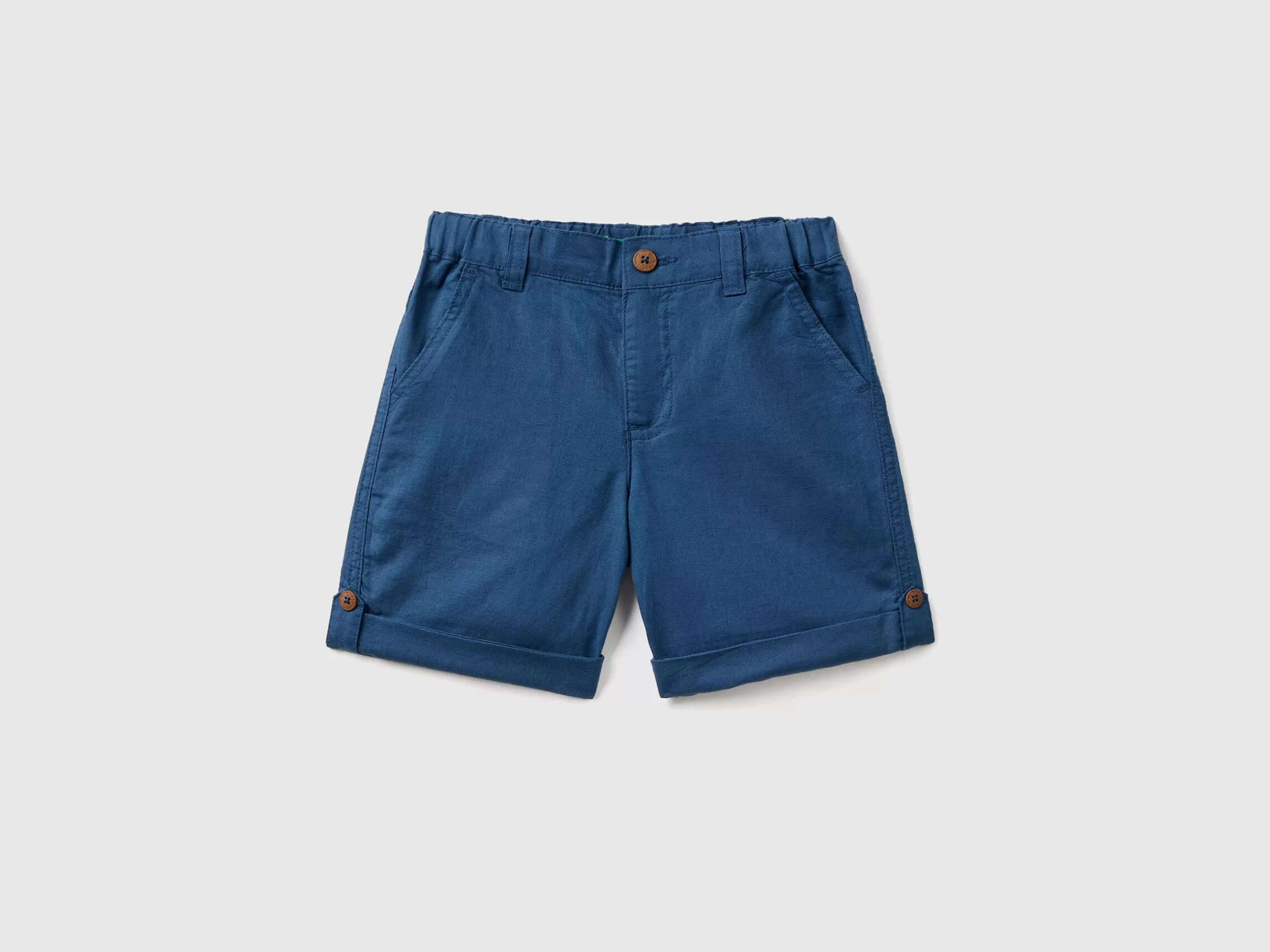 Bermudas Com Dobras Em Mescla Linho^Benetton Shop