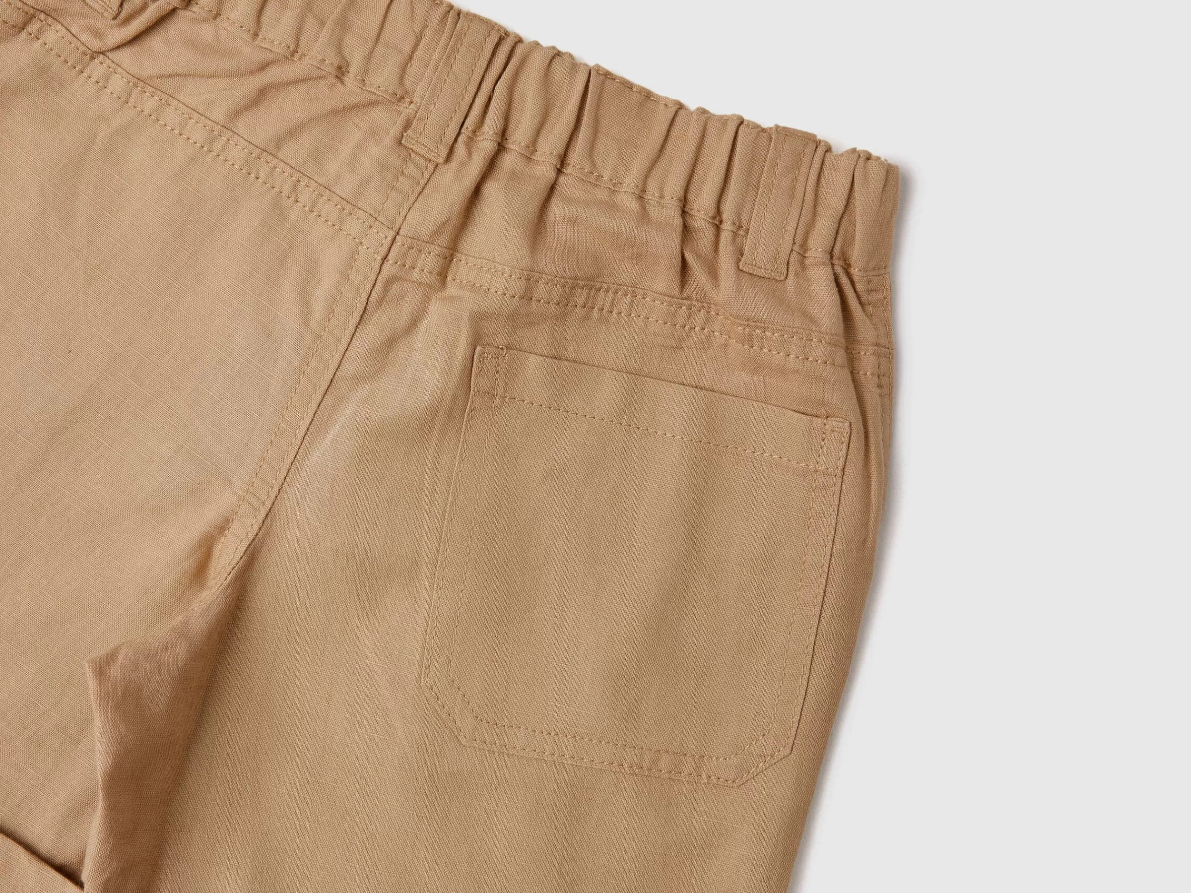 Bermudas Com Dobras Em Mescla Linho^Benetton Flash Sale