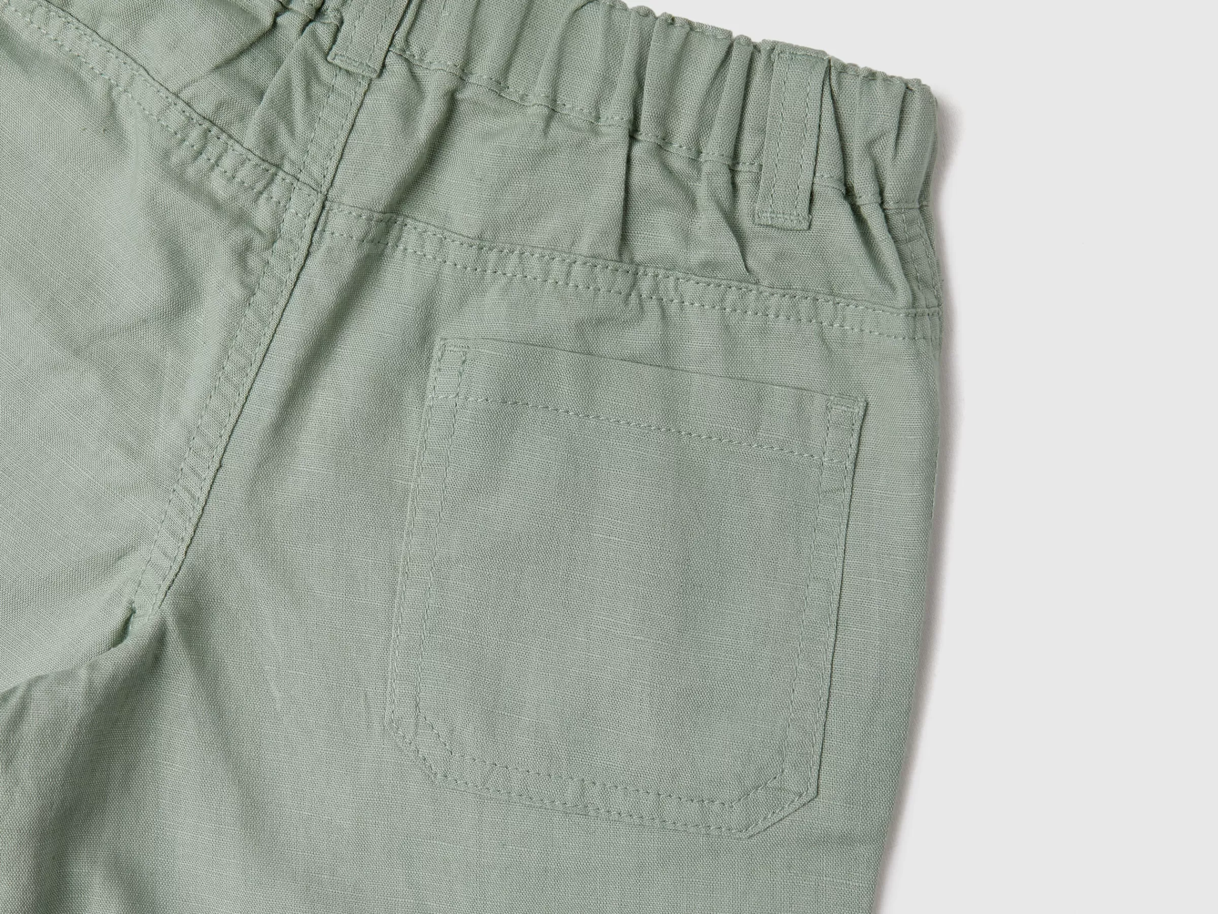 Bermudas Com Dobras Em Mescla Linho^Benetton Store