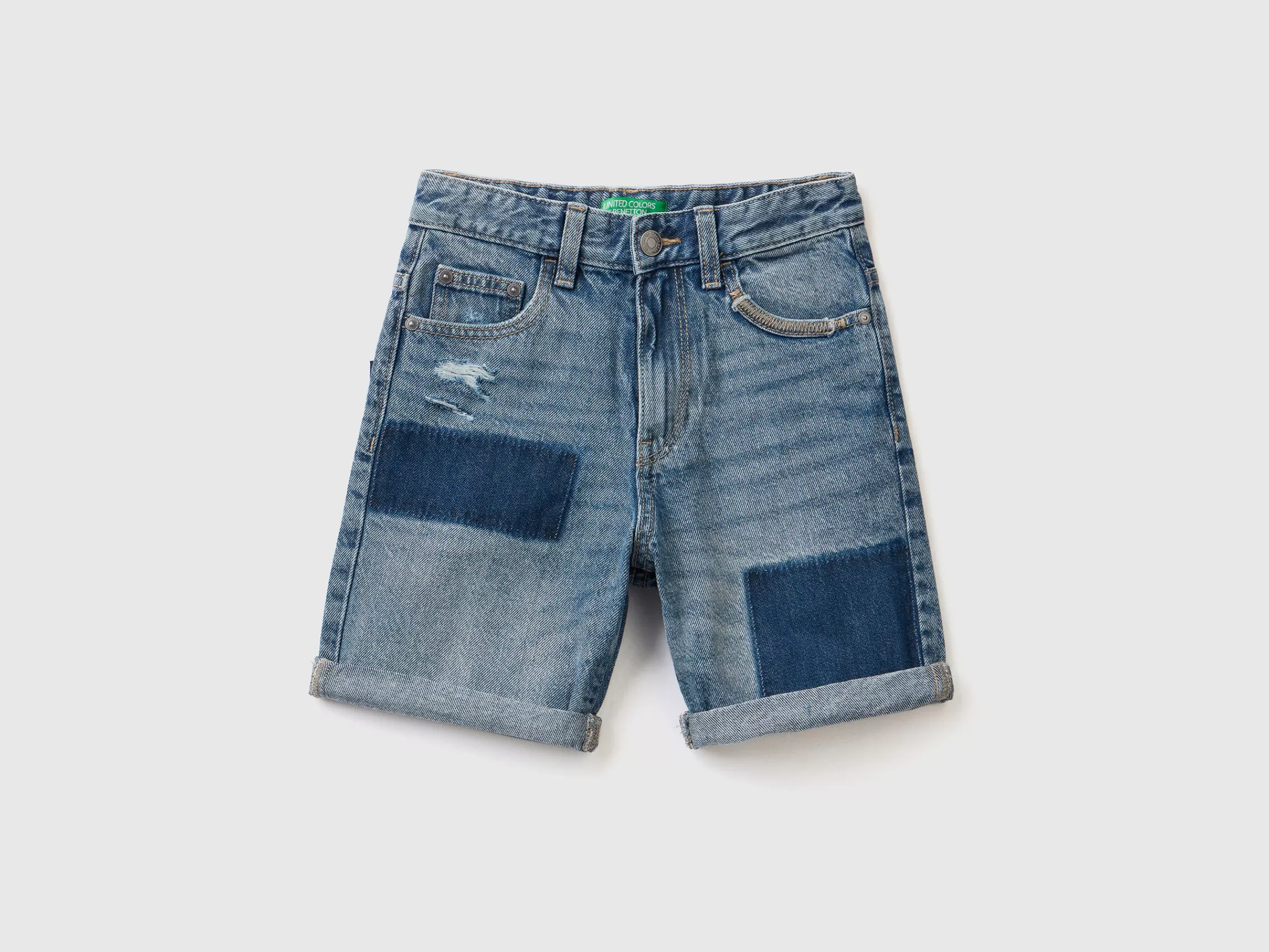 Bermudas De Jeans Com Rasgos^Benetton Outlet