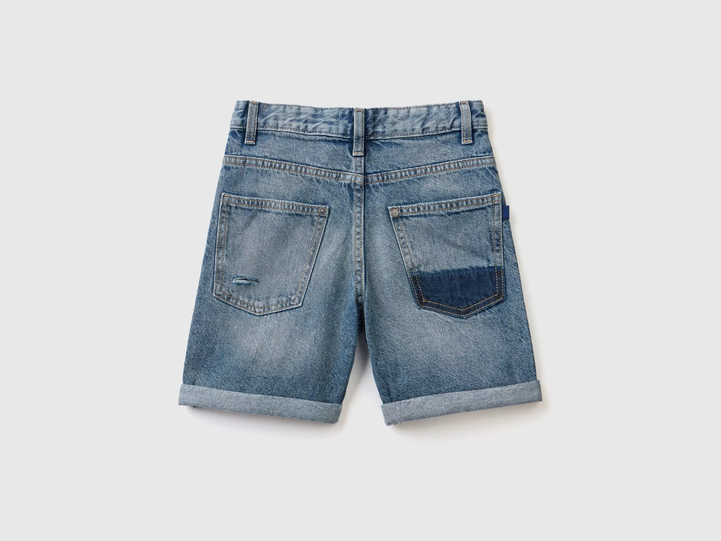 Bermudas De Jeans Com Rasgos^Benetton Outlet