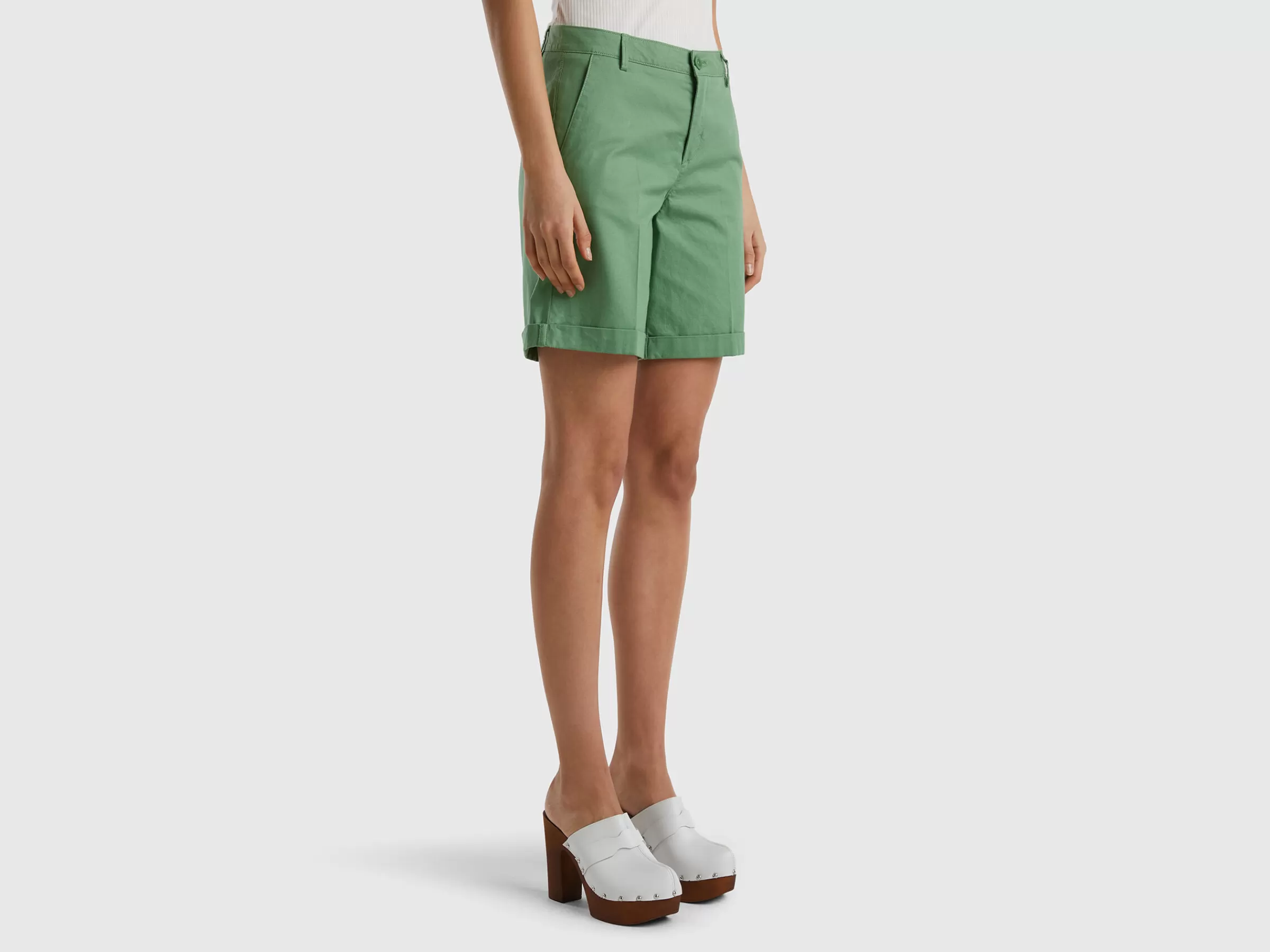 Bermudas Em Algodão Elastico^Benetton Hot