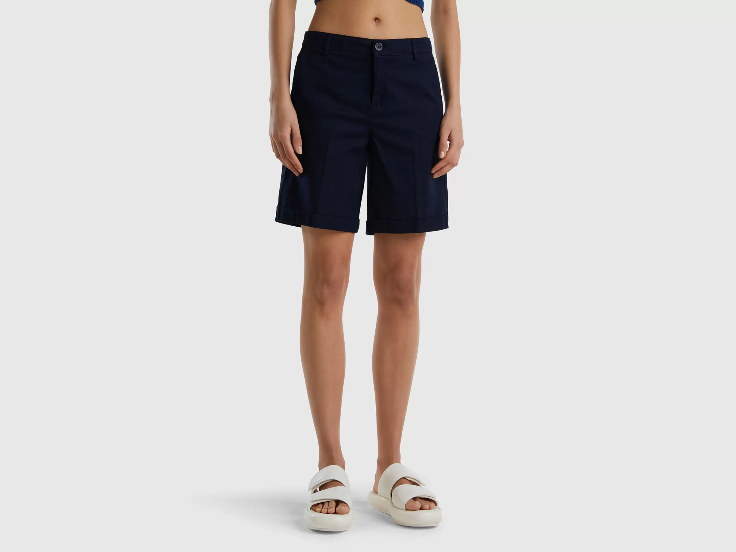 Bermudas Em Algodão Elastico^Benetton Clearance