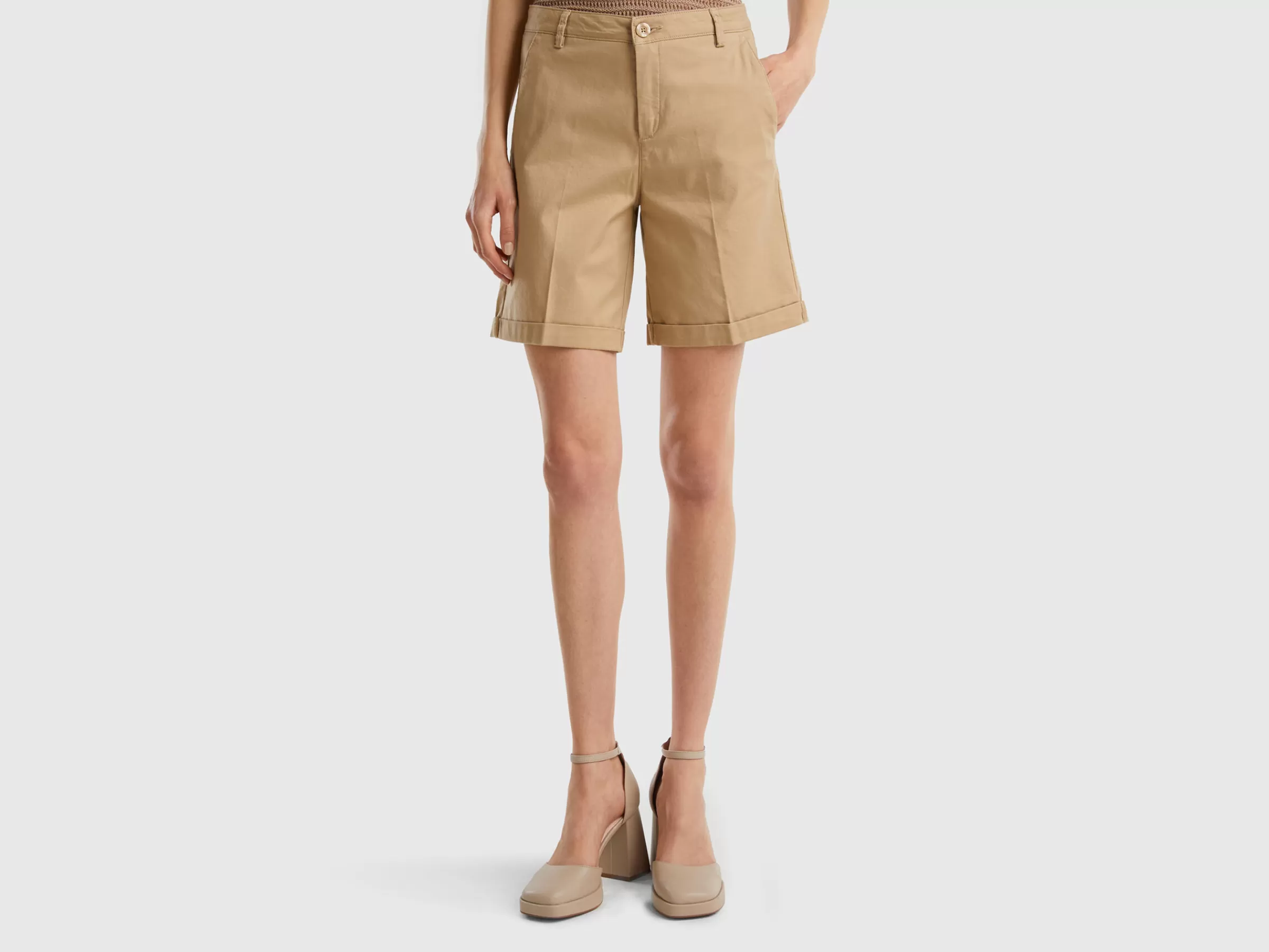 Bermudas Em Algodão Elastico^Benetton Flash Sale