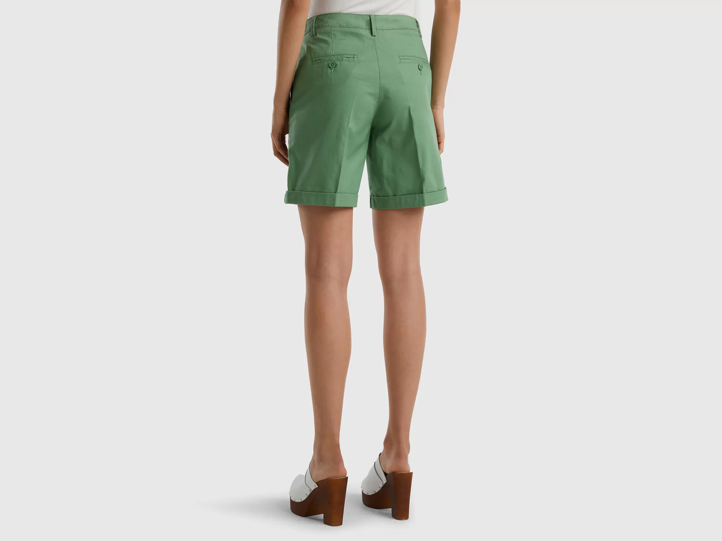 Bermudas Em Algodão Elastico^Benetton Hot