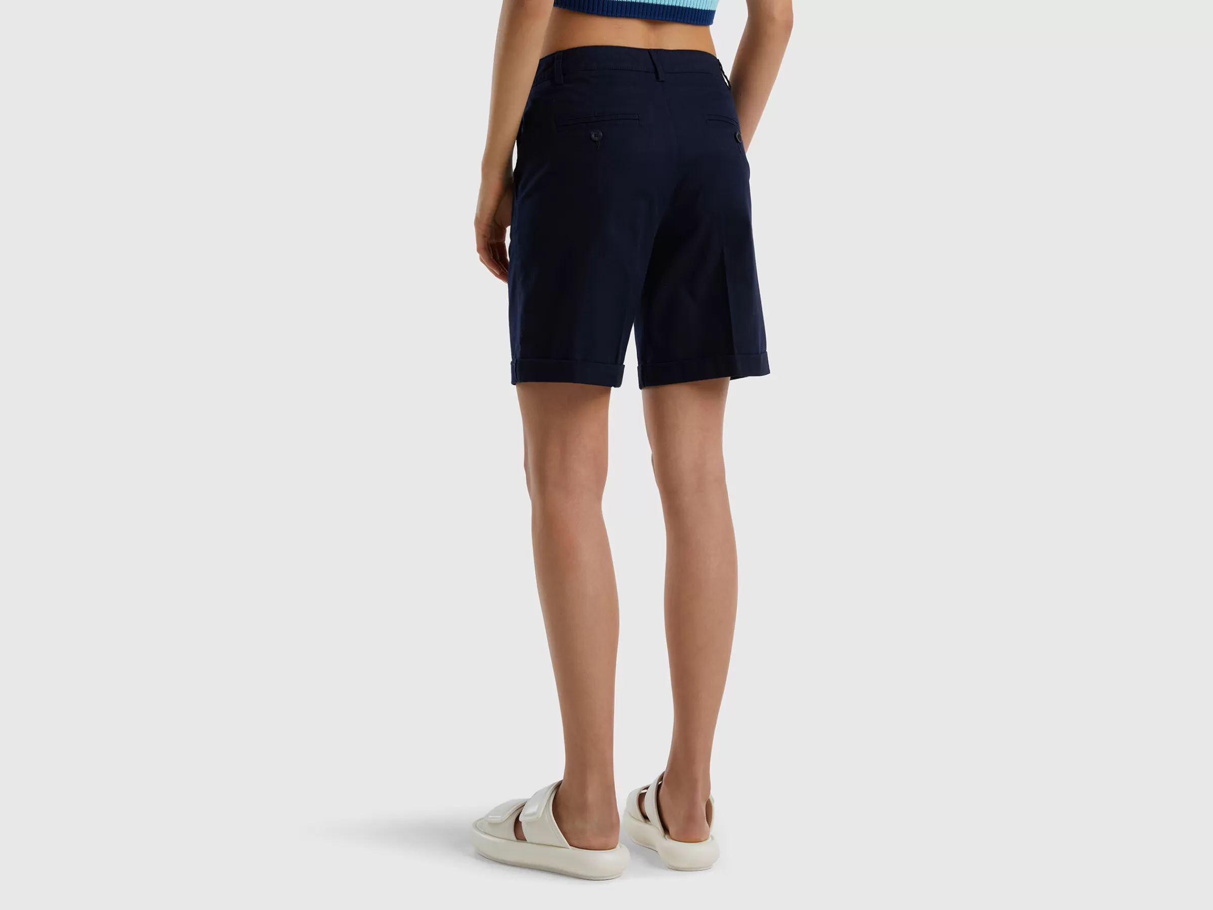 Bermudas Em Algodão Elastico^Benetton Clearance