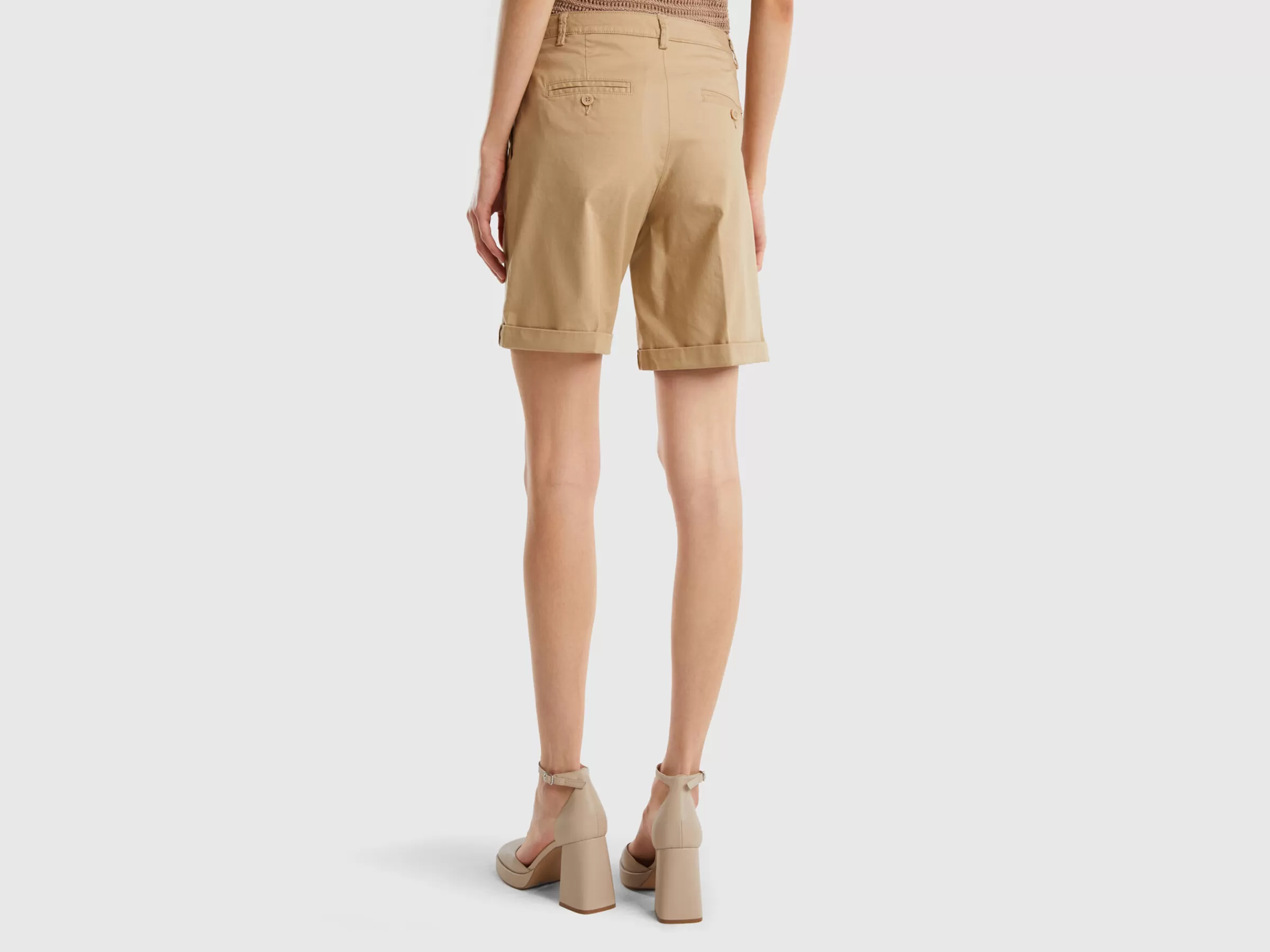 Bermudas Em Algodão Elastico^Benetton Flash Sale