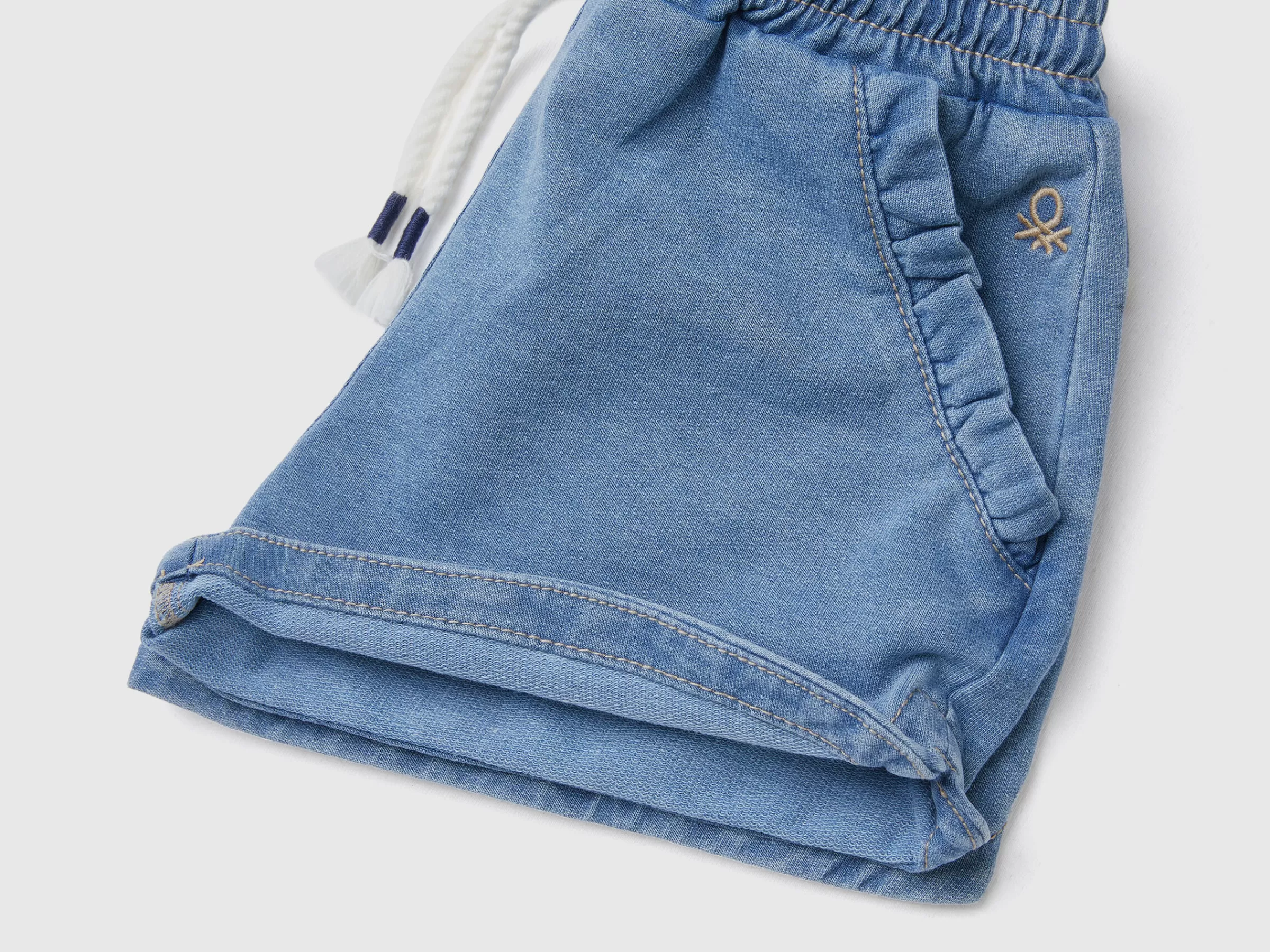 Bermudas Em Felpo Efeito Denim^Benetton Clearance