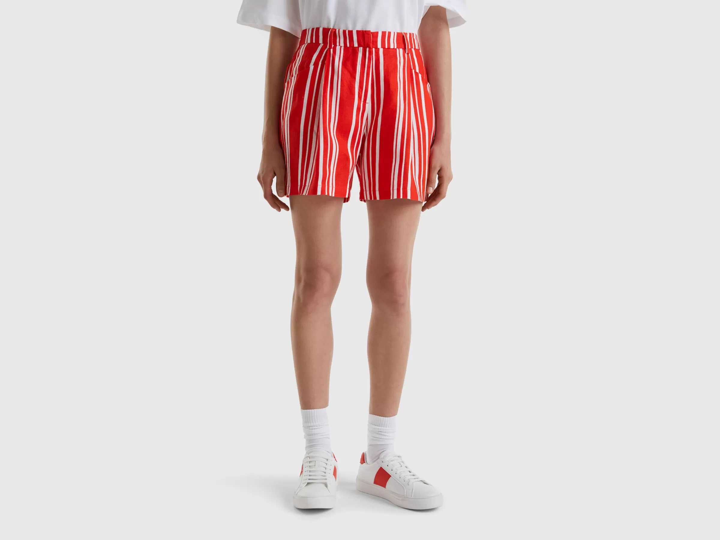 Bermudas Em Puro Linho Estampado^Benetton Online