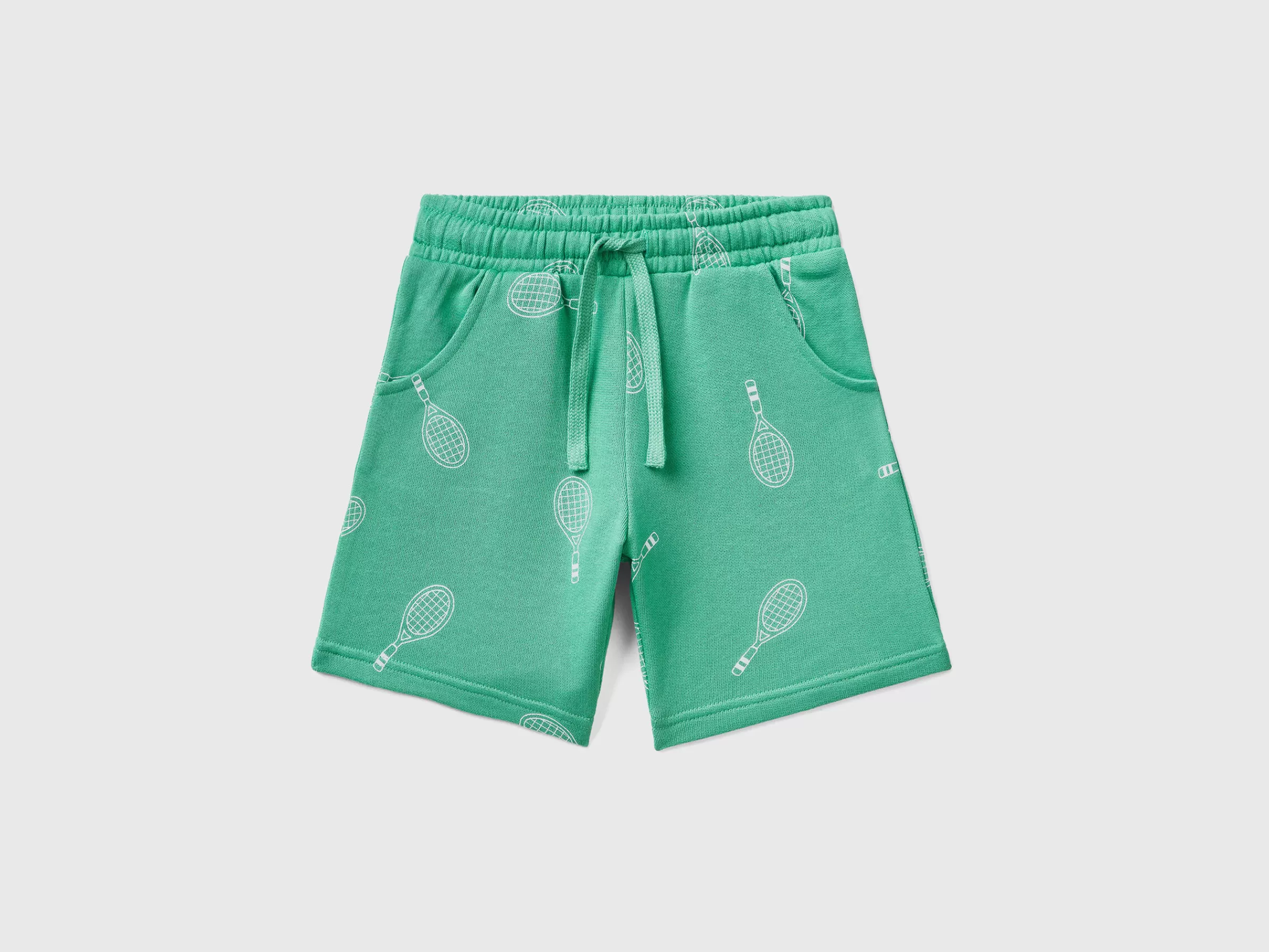 Bermudas Estampadas Em Felpo^Benetton Hot