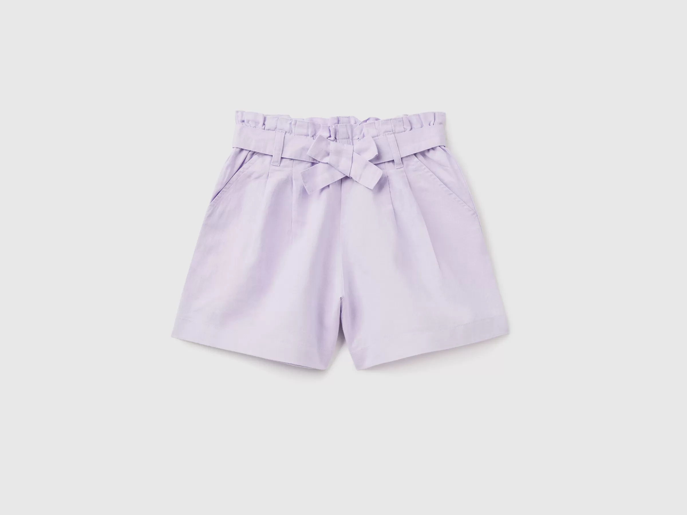 Bermudas Paperbag Em Mescla De Linho^Benetton Shop