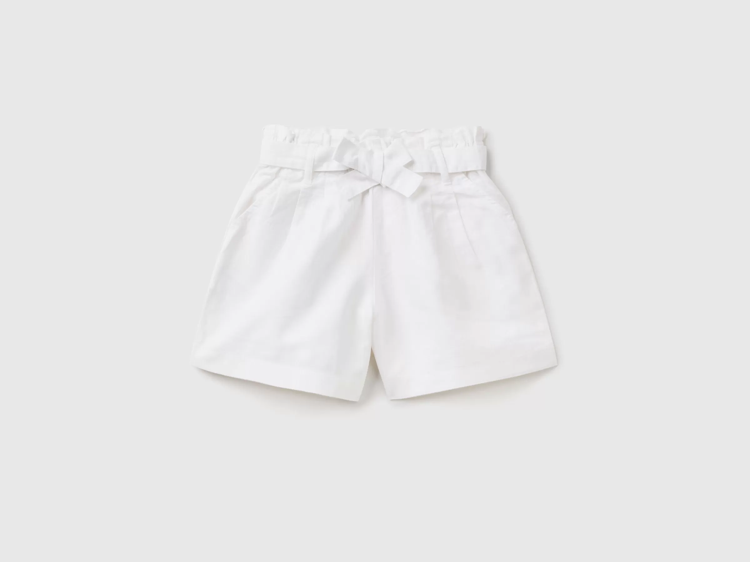 Bermudas Paperbag Em Mescla De Linho^Benetton Outlet