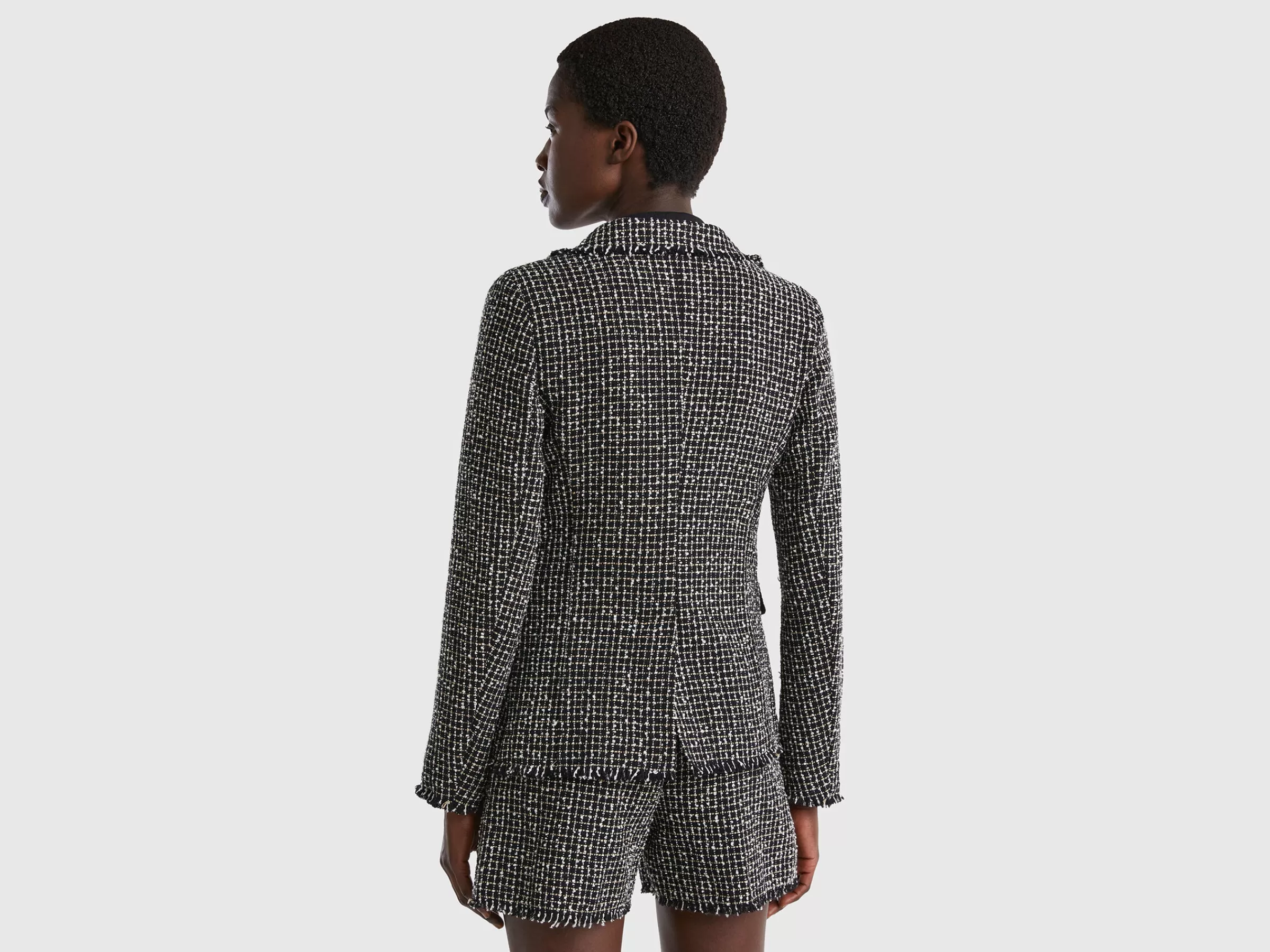 Blazer De Abotoadura Dupla Em Tweed^Benetton Clearance