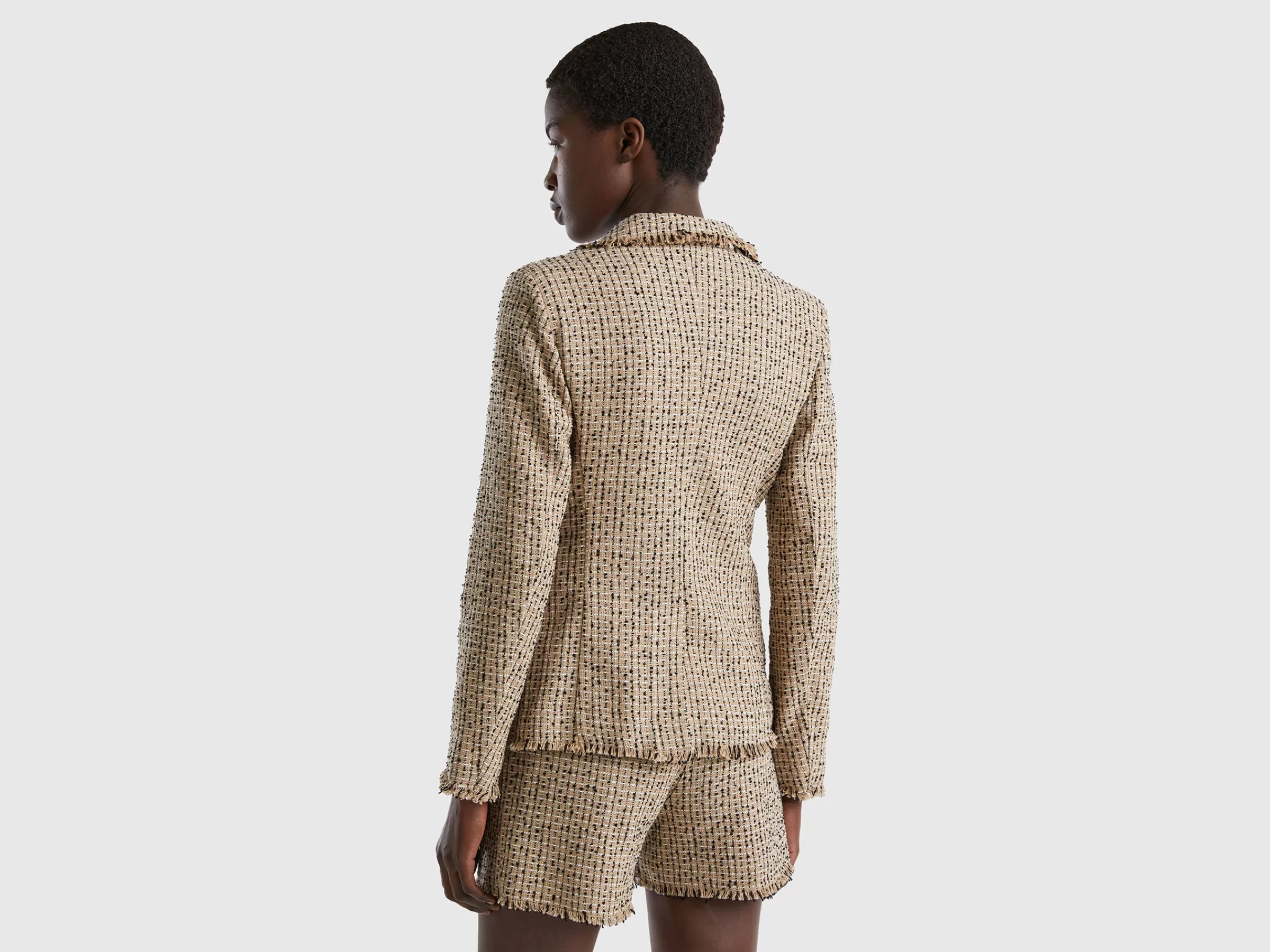 Blazer De Abotoadura Dupla Em Tweed^Benetton Outlet