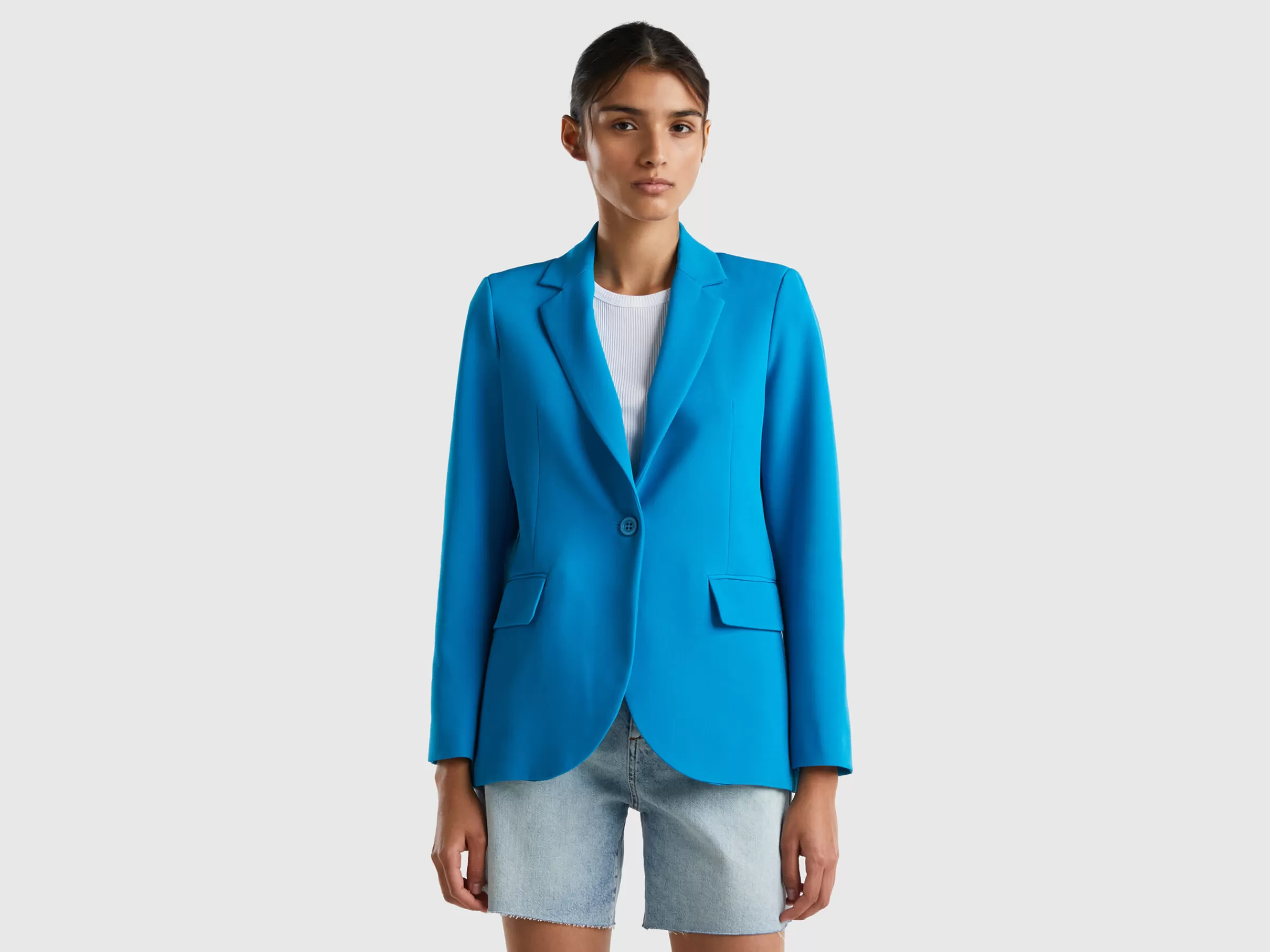 Blazer De Abotoadura Simples Forrado^Benetton Clearance