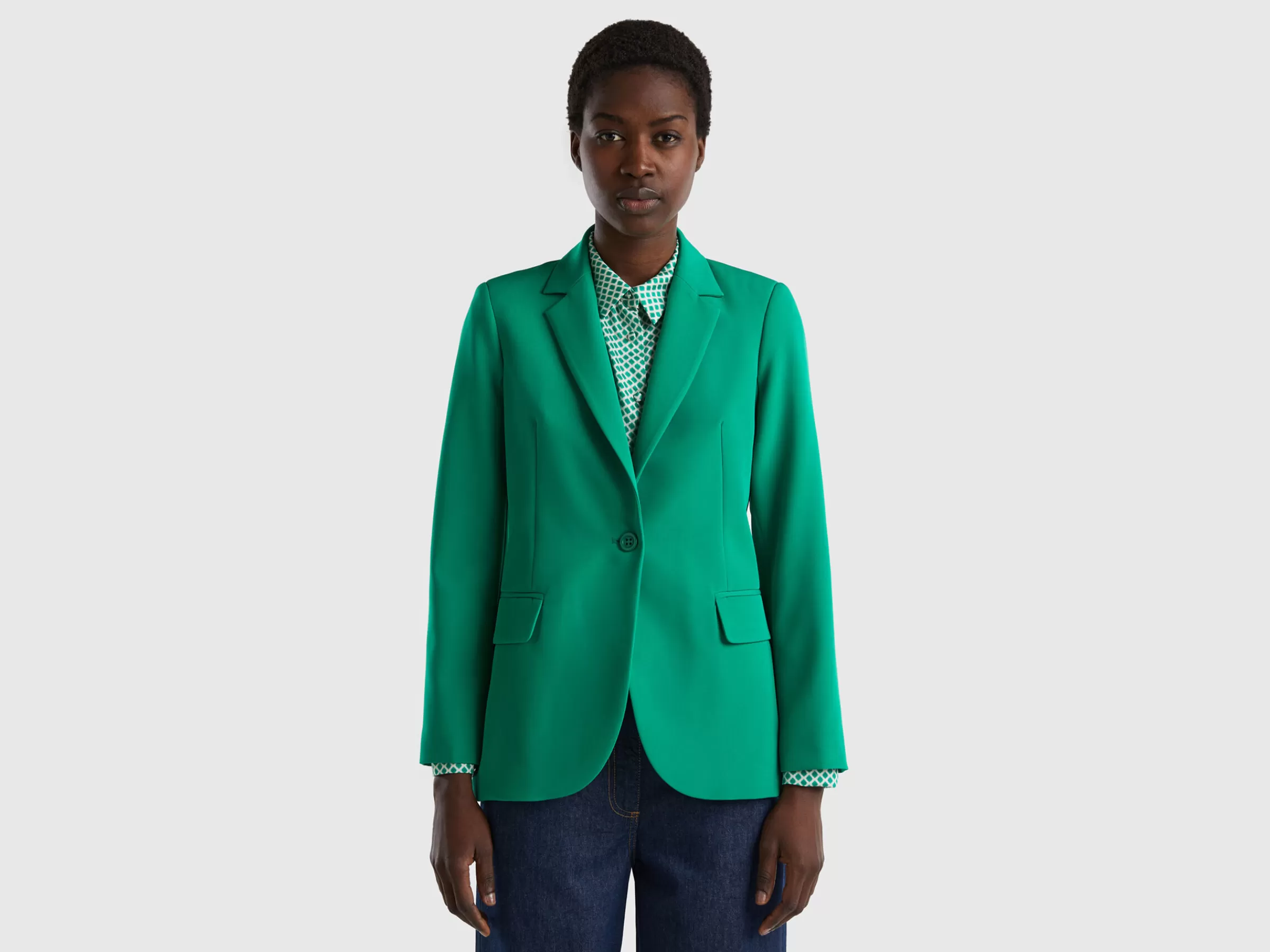 Blazer De Abotoadura Simples Forrado^Benetton Store