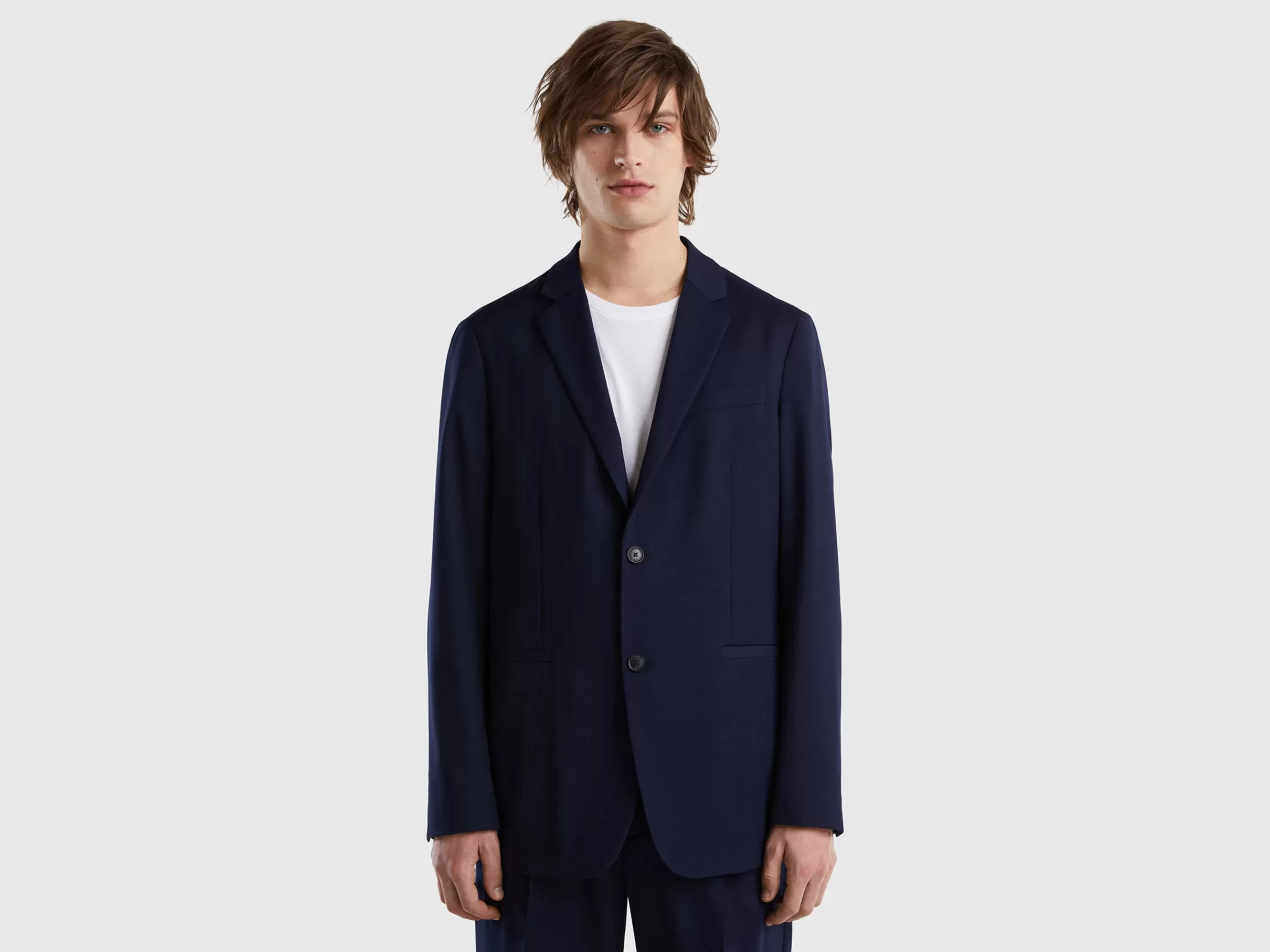 Blazer Slim Fit Em Mescla De Viscose^Benetton Cheap