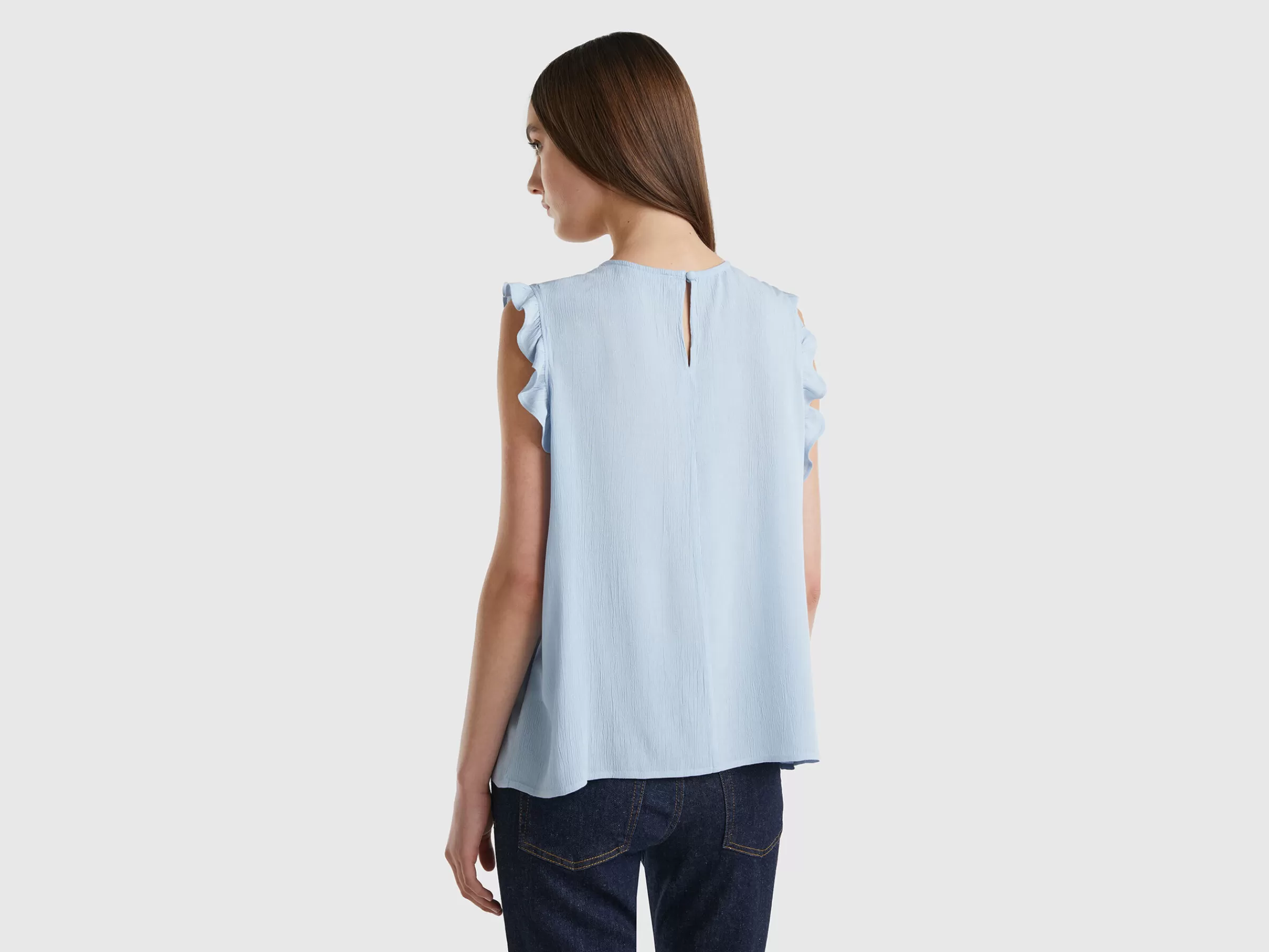 Blusa Fluida Com Folhos^Benetton Discount