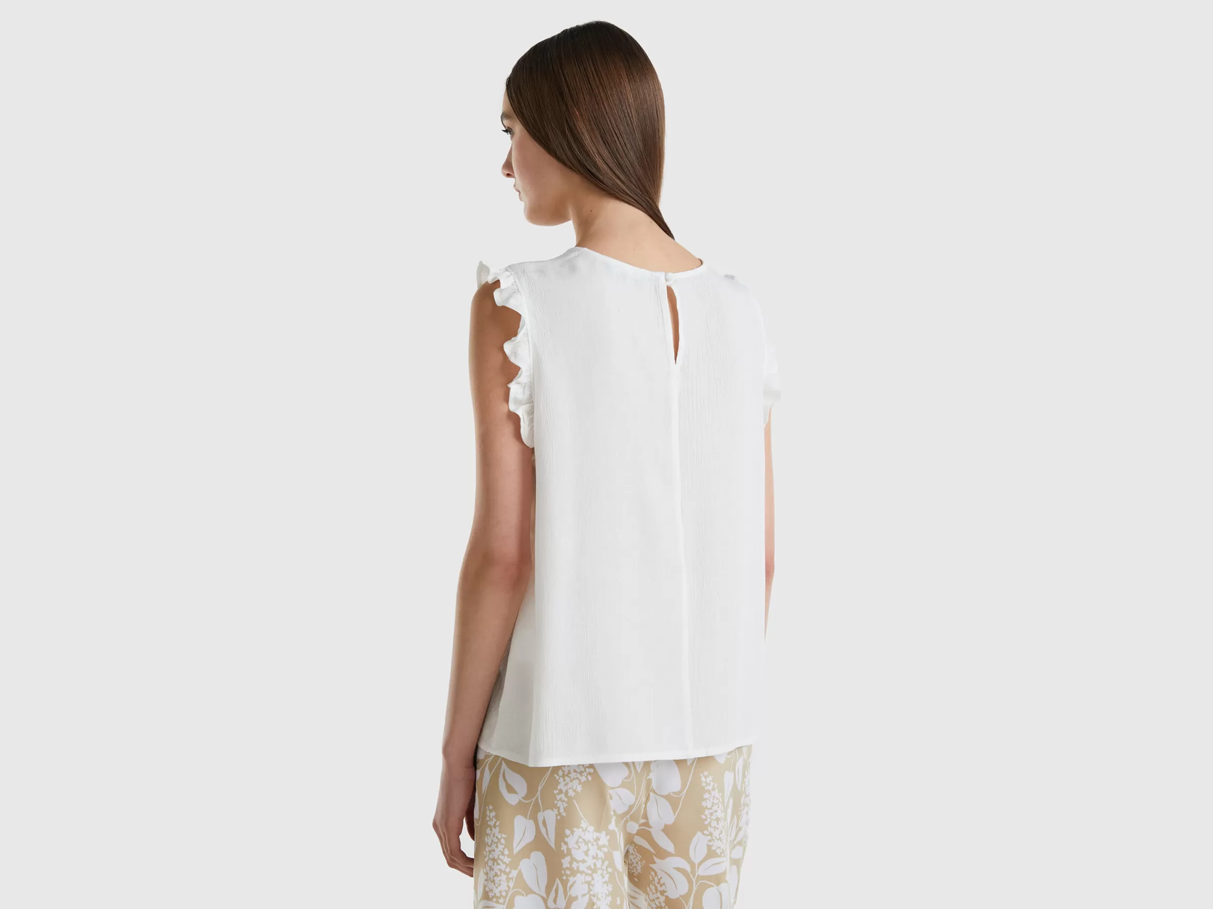 Blusa Fluida Com Folhos^Benetton Flash Sale