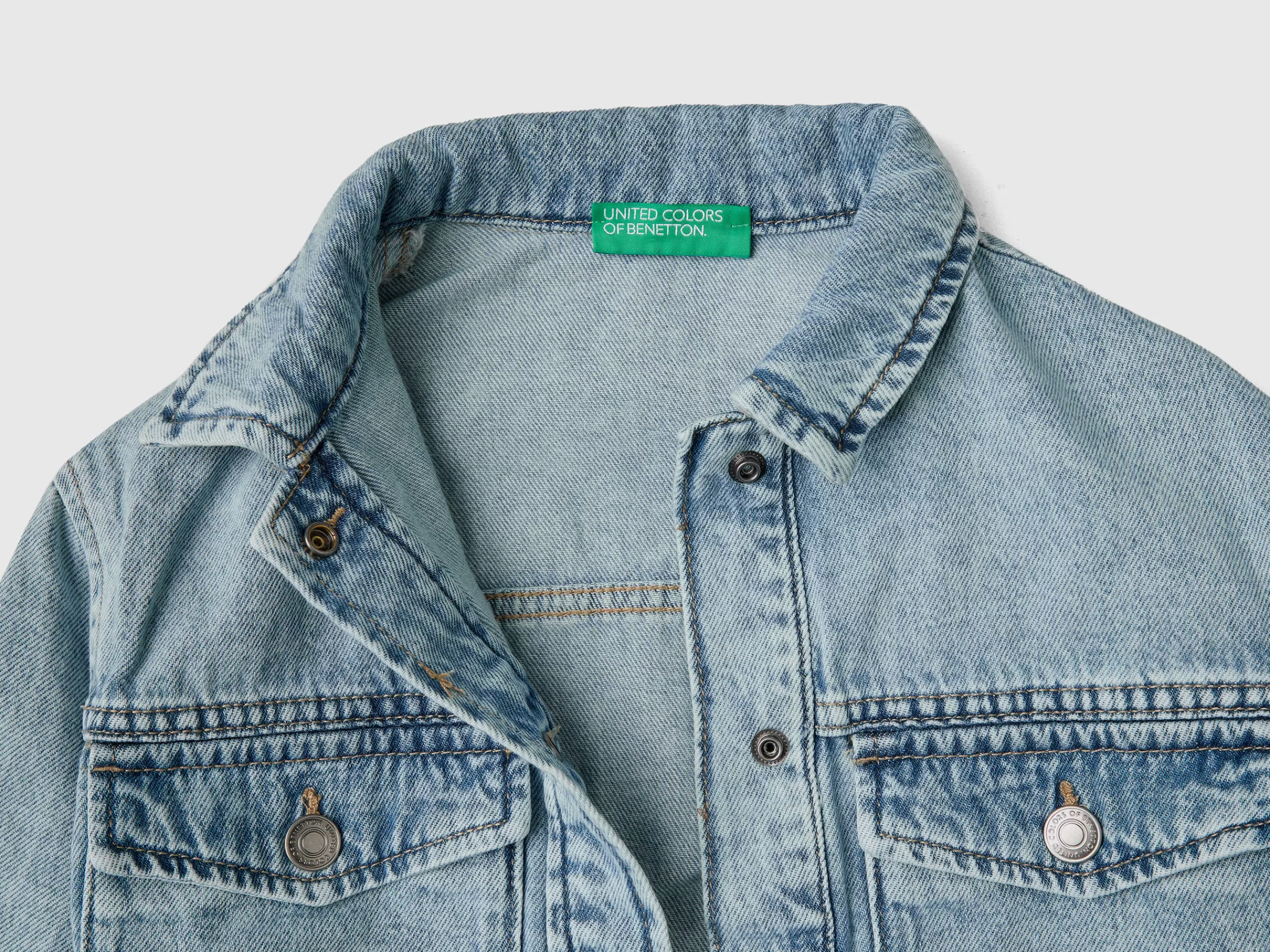 Blusao De Jeans Com Bolsos^Benetton Sale