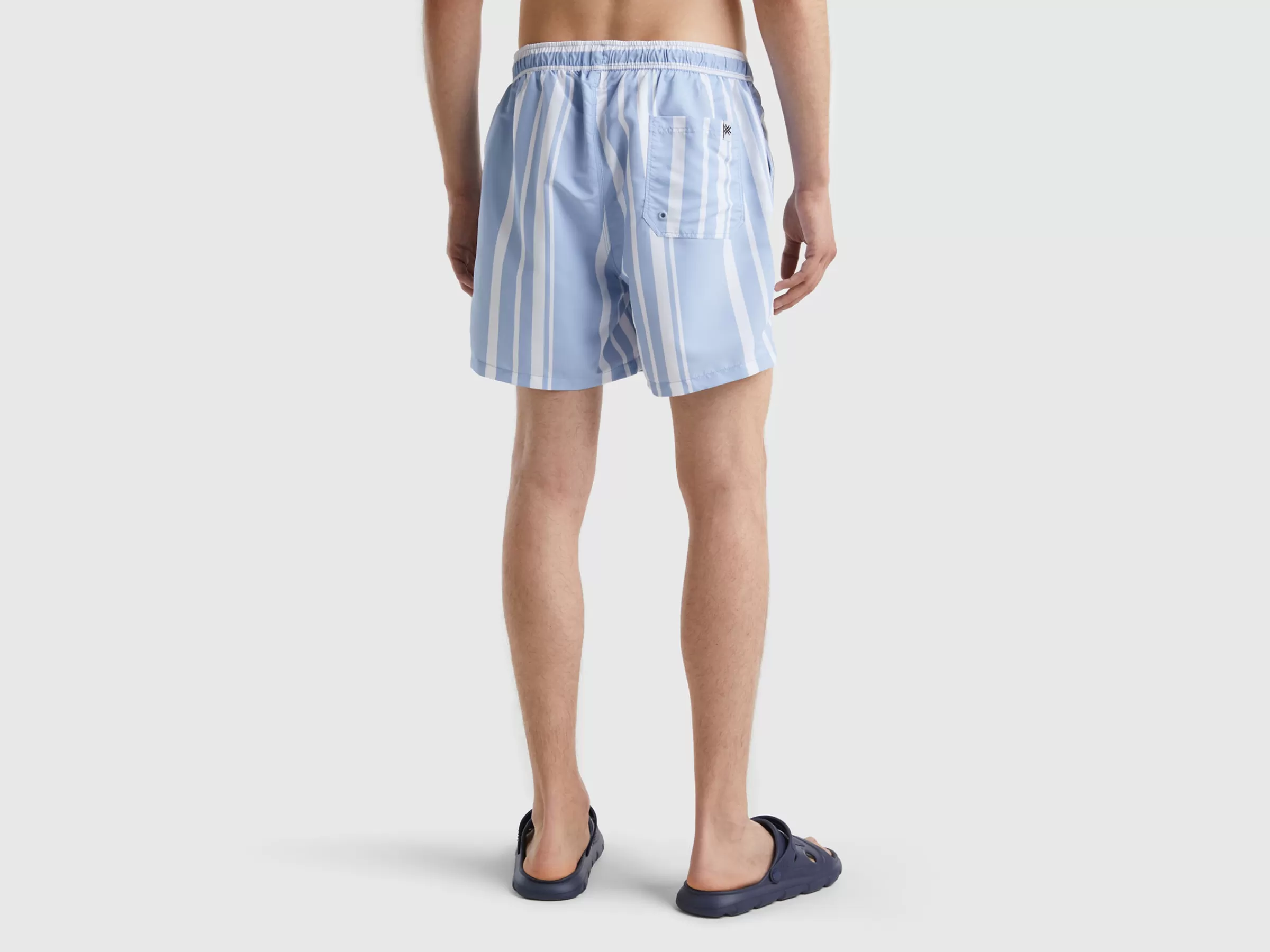 Boxers De Banho Azul-Celeste As Riscas^Benetton Best Sale