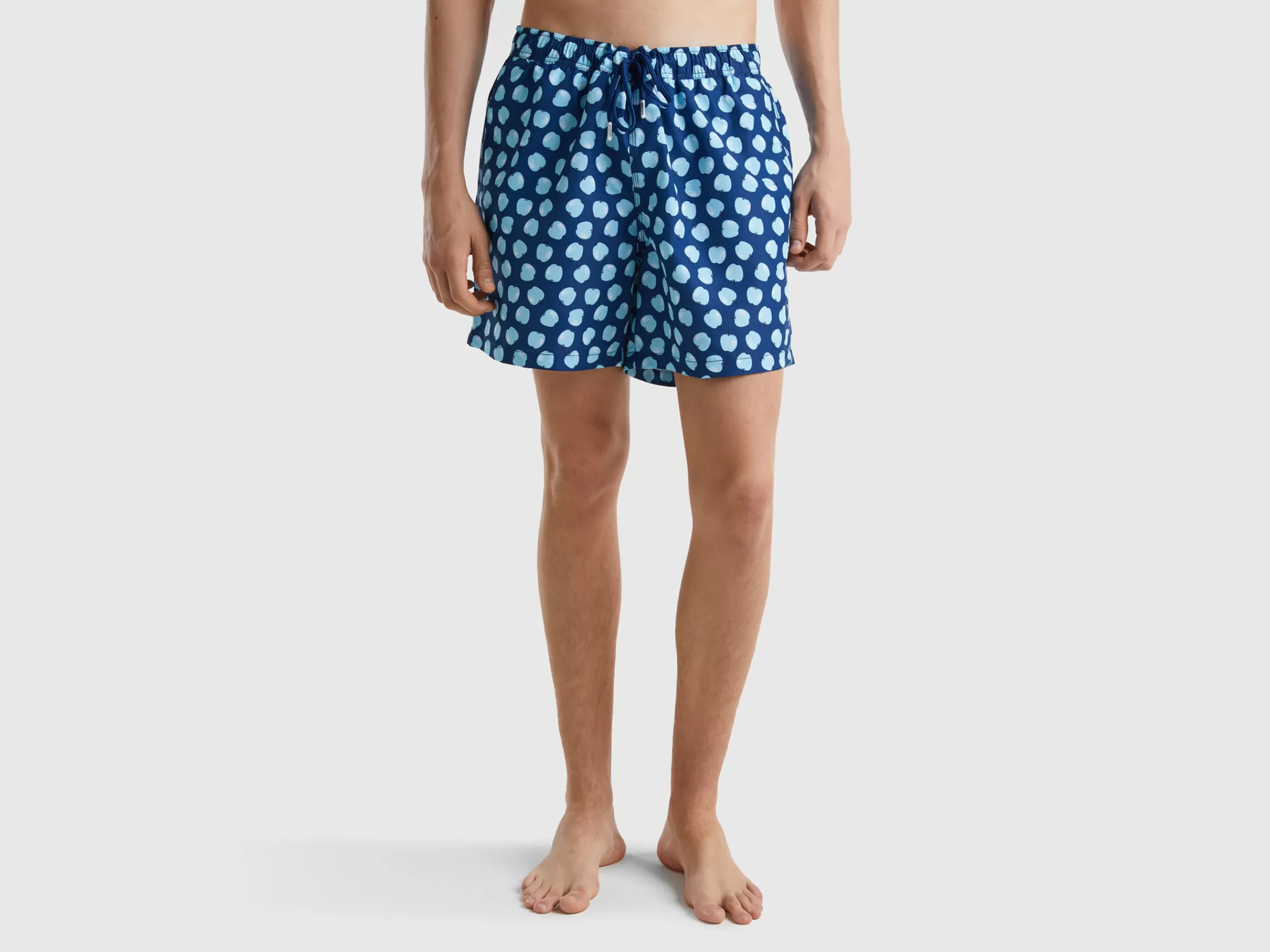 Boxers De Banho Azul-Escuro Com Padrao Macas^Benetton Fashion