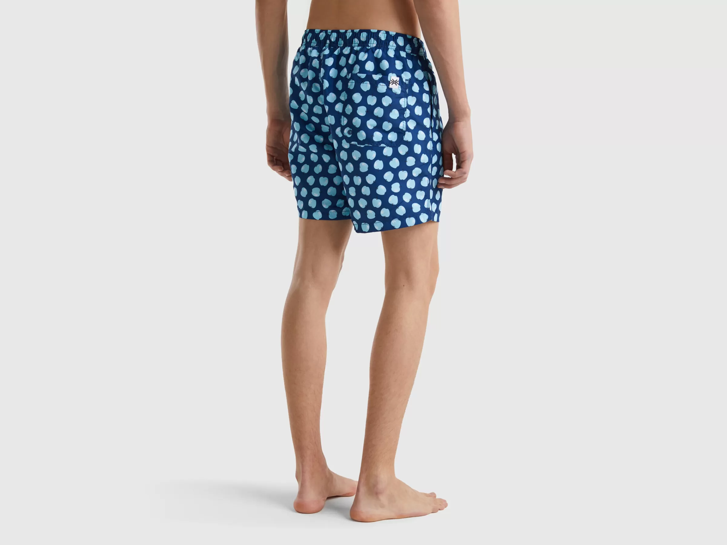 Boxers De Banho Azul-Escuro Com Padrao Macas^Benetton Fashion