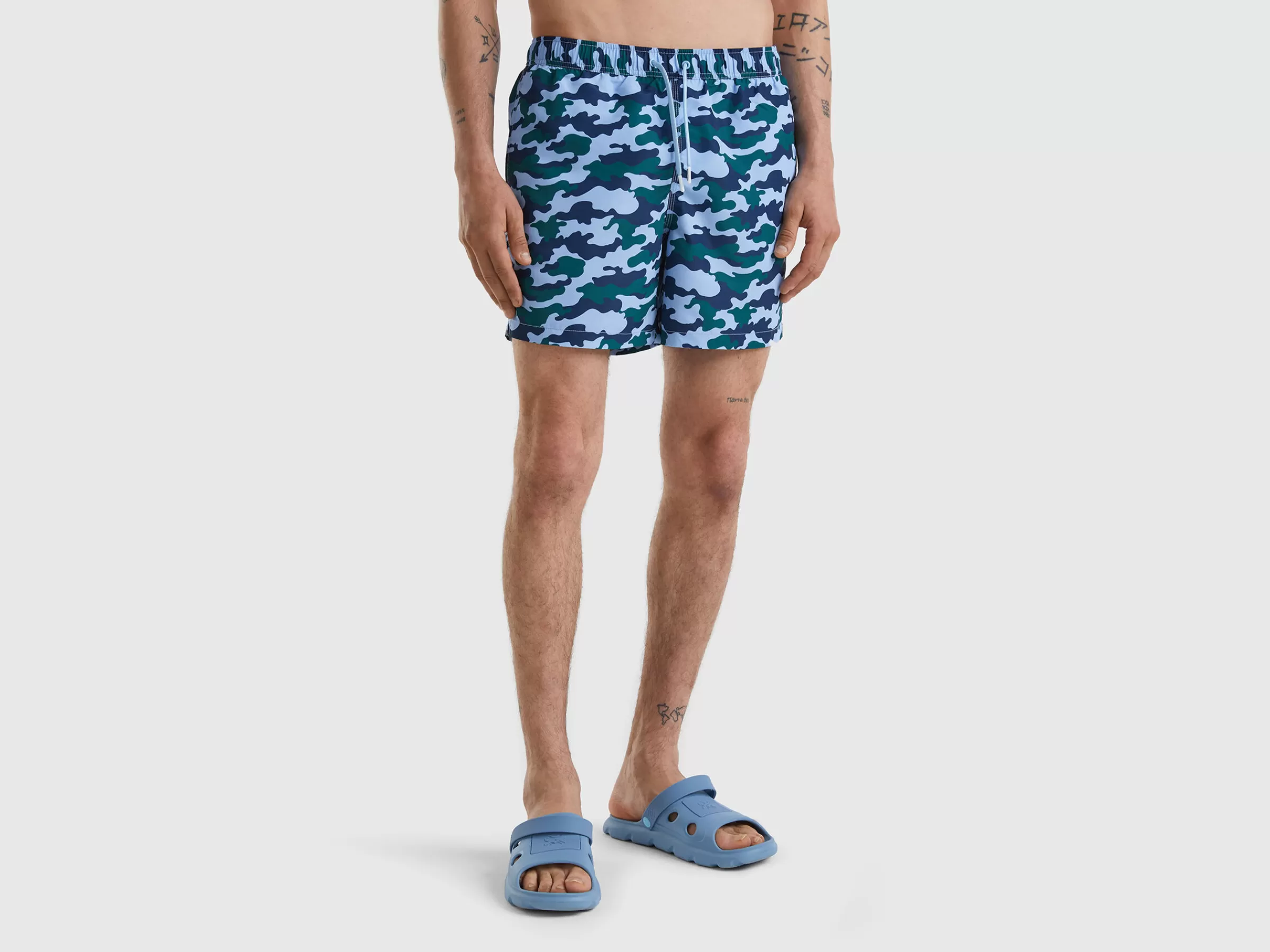 Boxers De Banho Com Estampa Camuflagem^Benetton Fashion