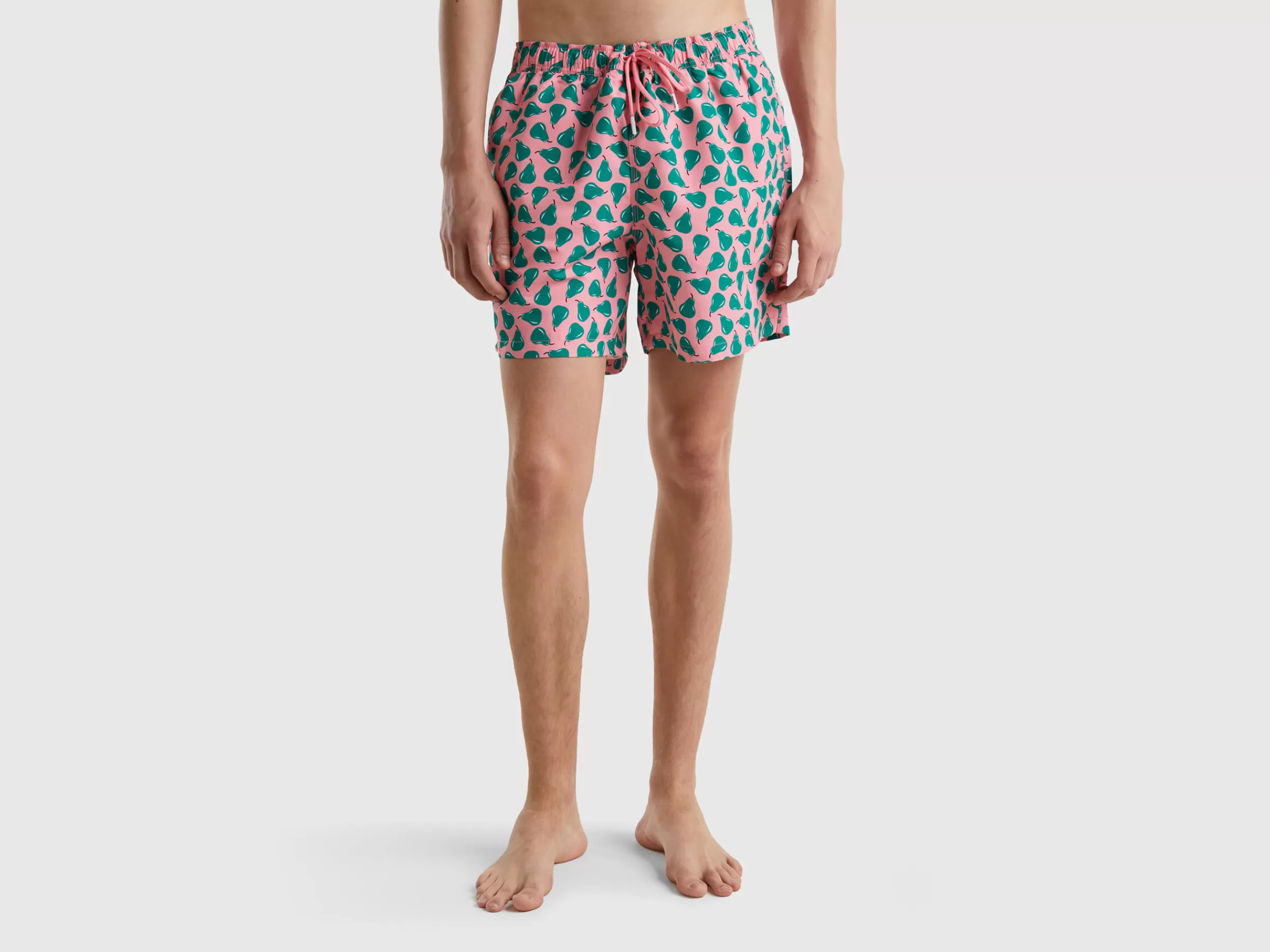 Boxers De Banho Rosa Com Padrao De Peras^Benetton New