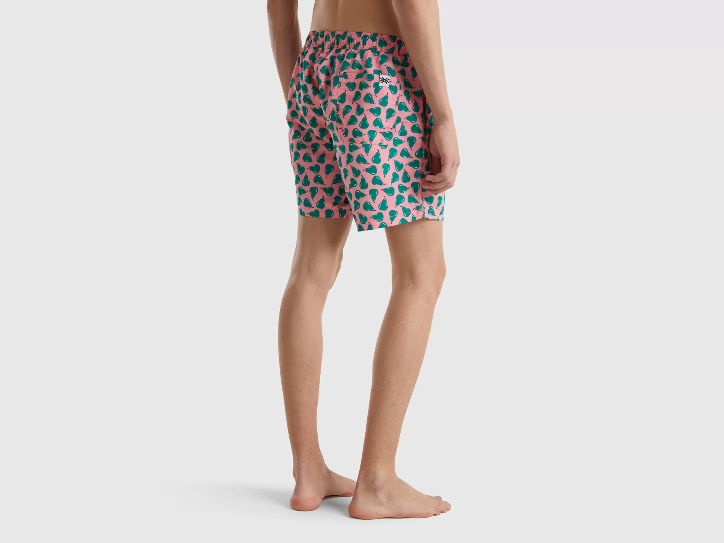 Boxers De Banho Rosa Com Padrao De Peras^Benetton New