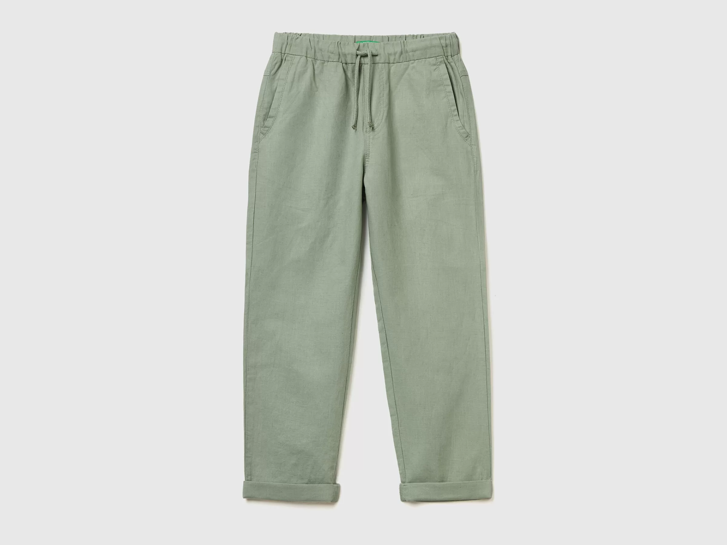 Calças Slim Fit Em Mescla Linho^Benetton Cheap