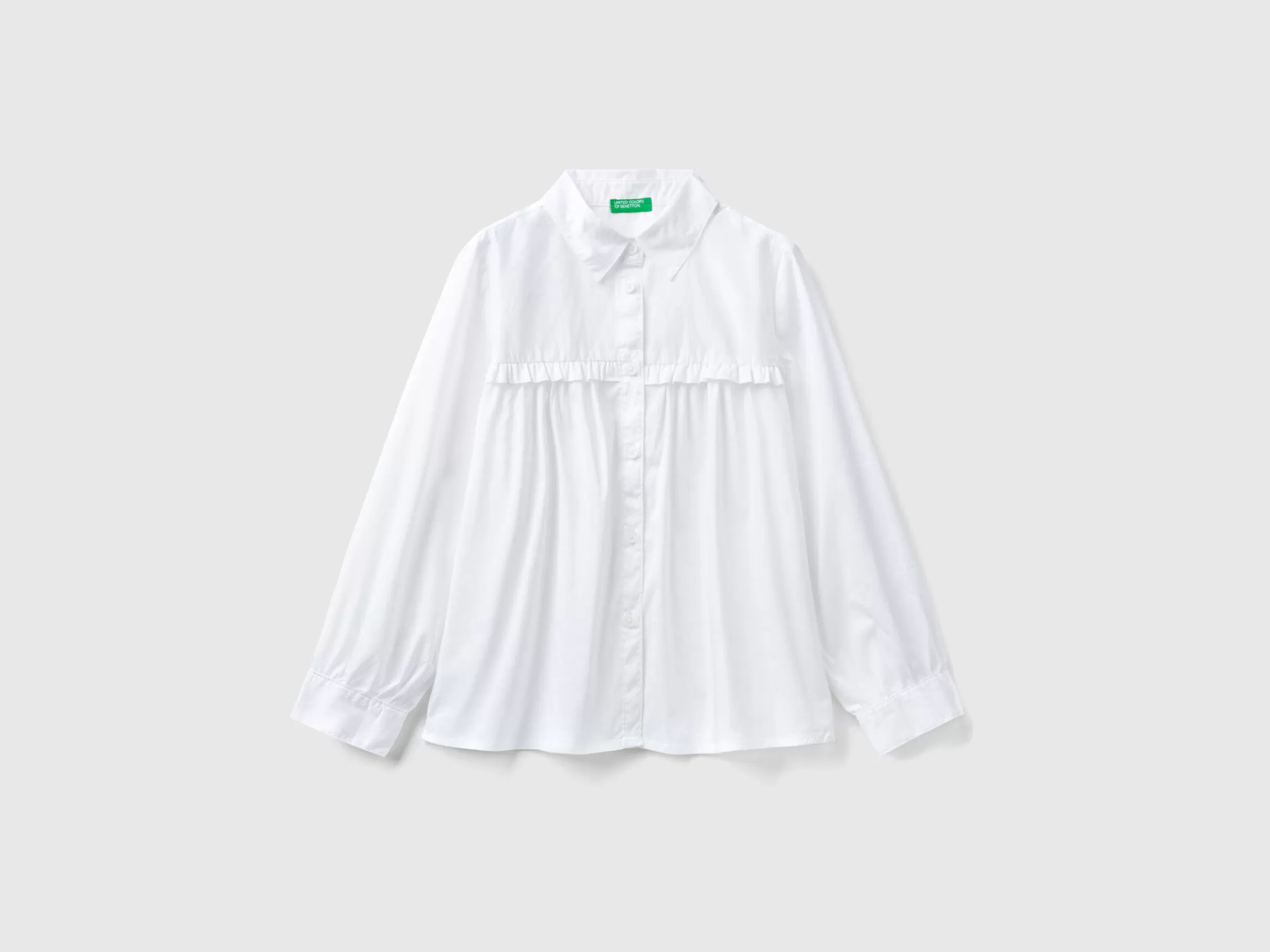 Camisa Com Folhos Na Pala^Benetton Cheap