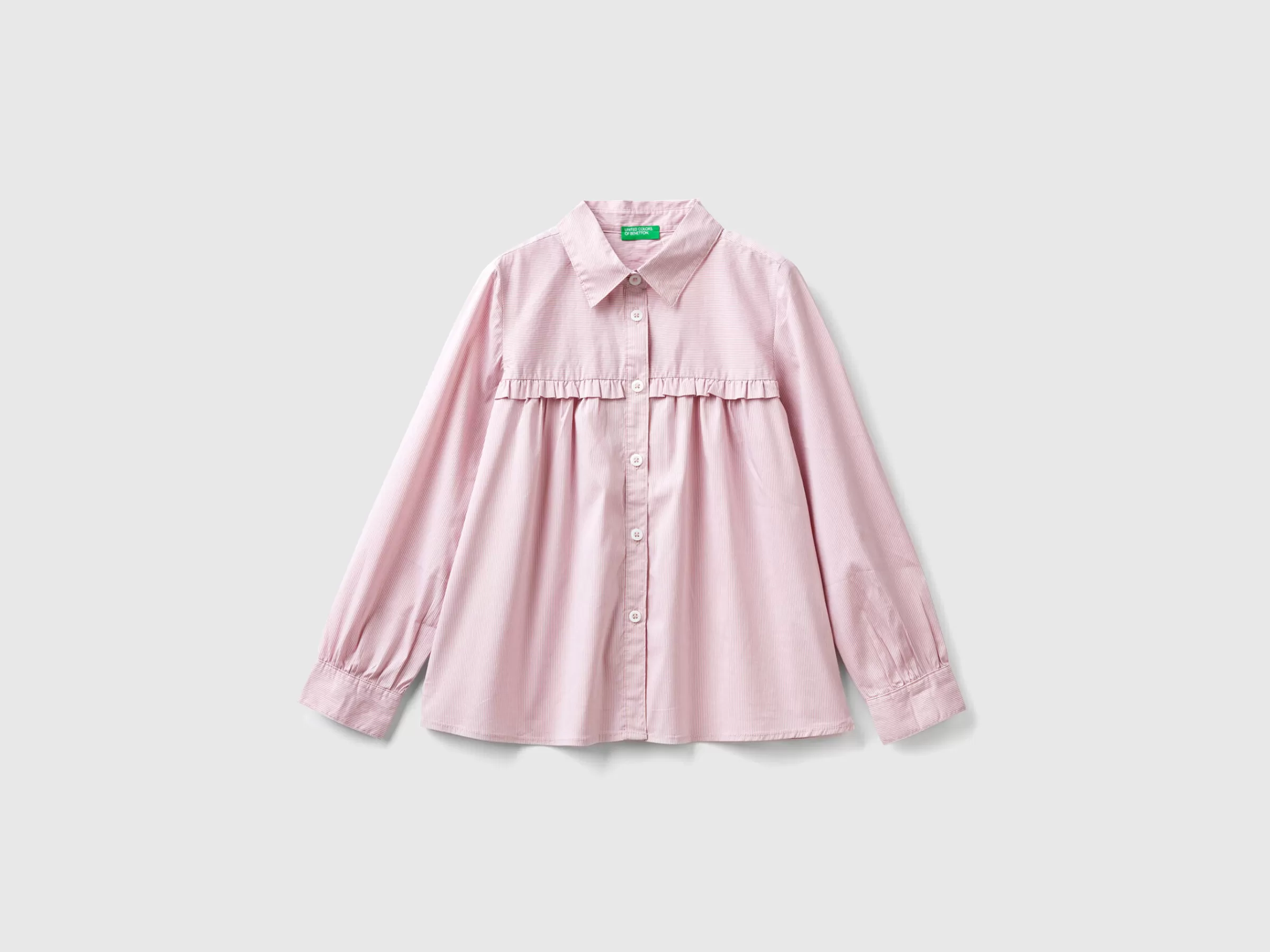 Camisa Com Folhos Na Pala^Benetton Shop