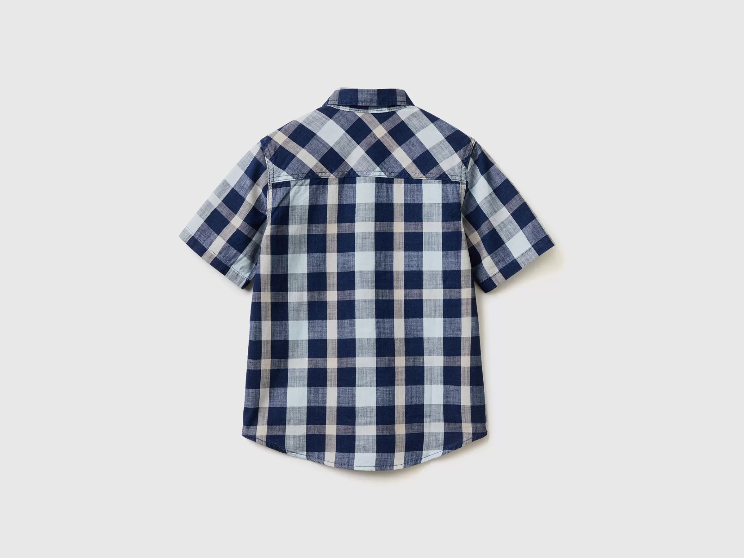 Camisa De Manga Curta Aos Quadrados^Benetton Clearance