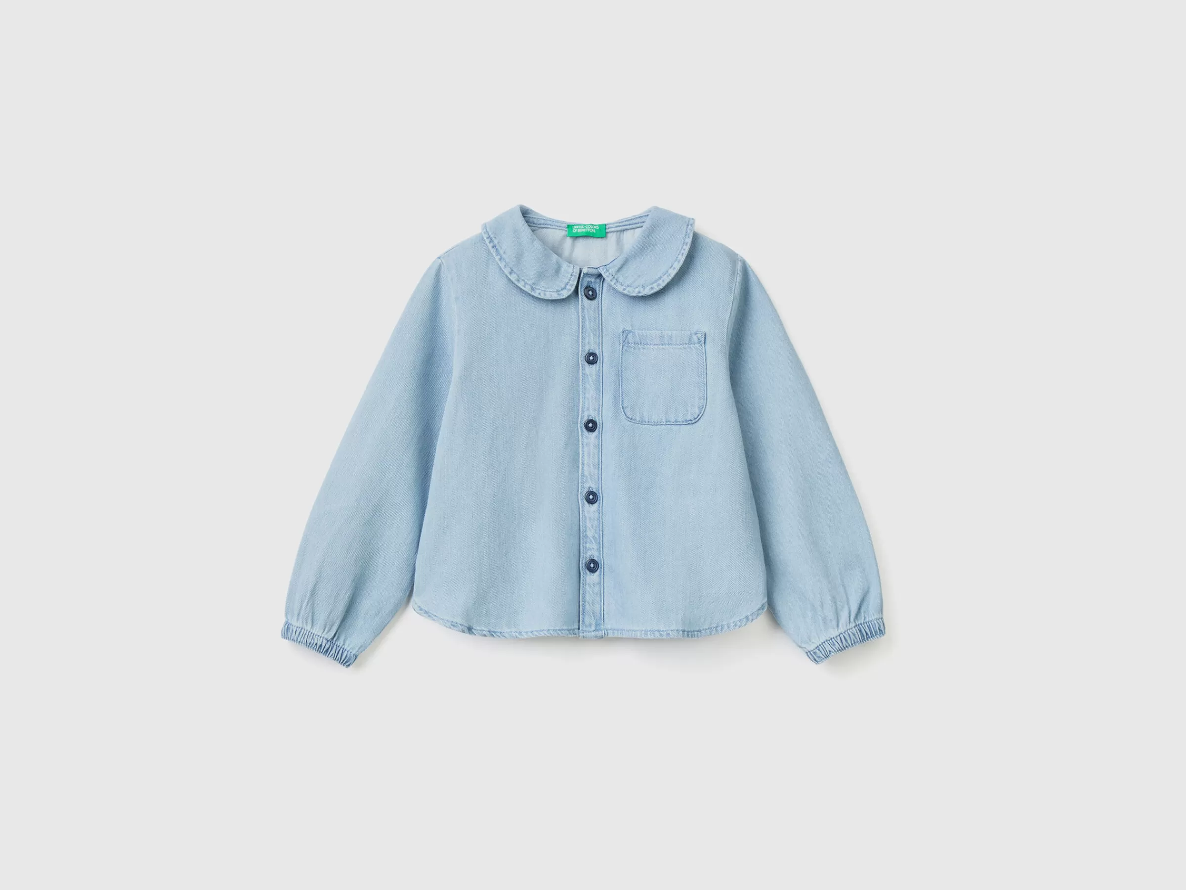 Camisa Em Denim^Benetton Cheap