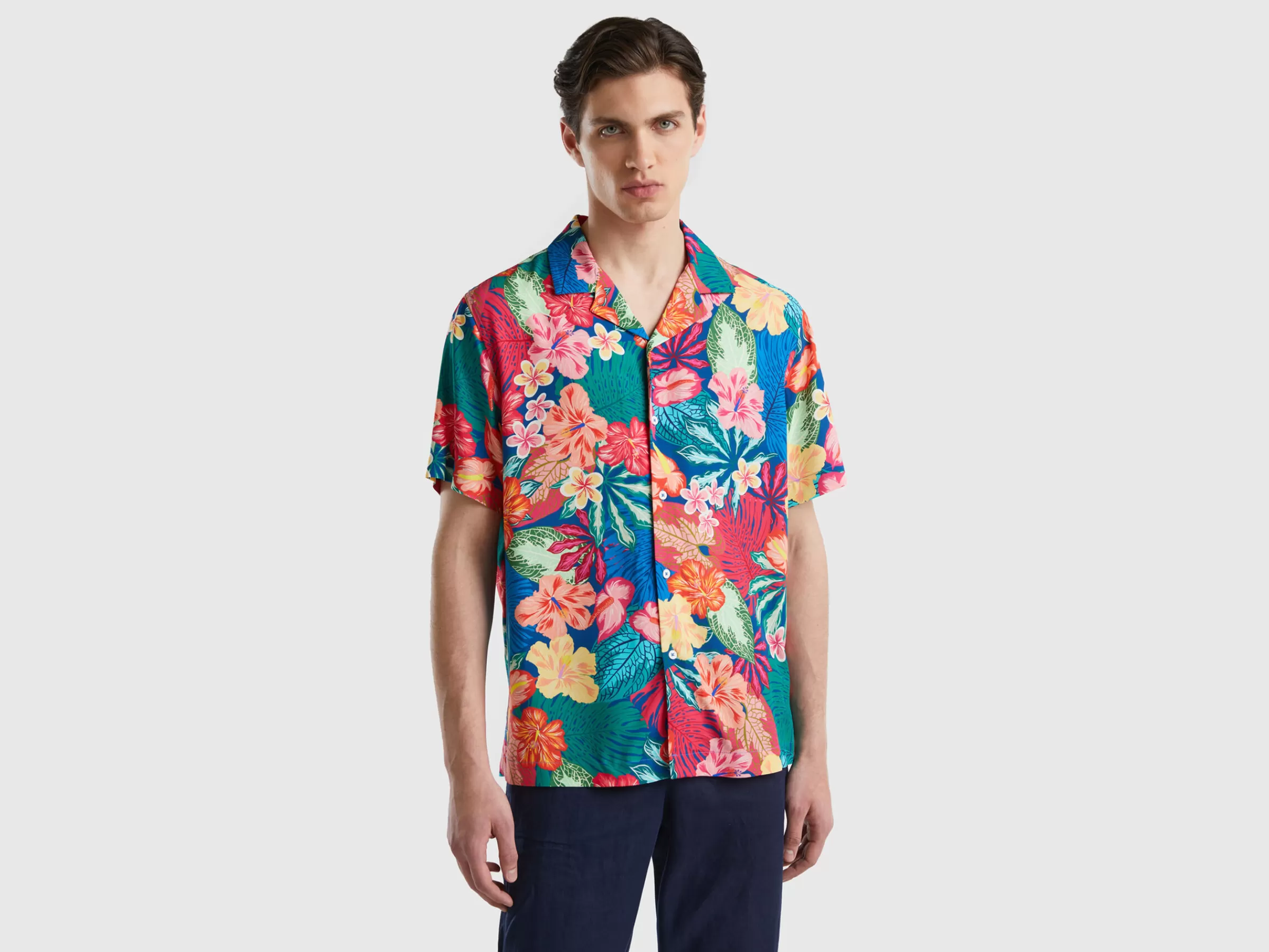 Camisa Fluida Com Estampado Floral^Benetton Discount