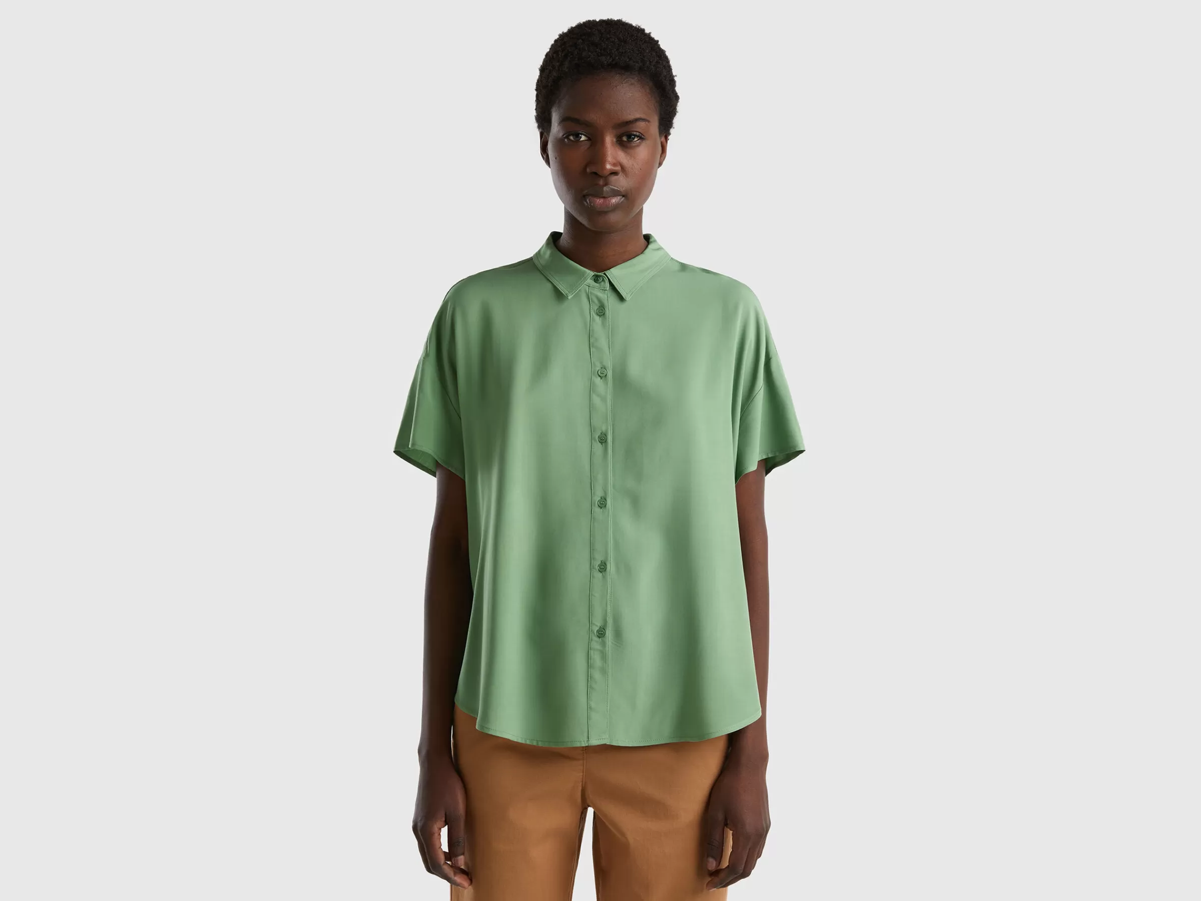 Camisa Fluida Em Viscose Sustentavel^Benetton Shop