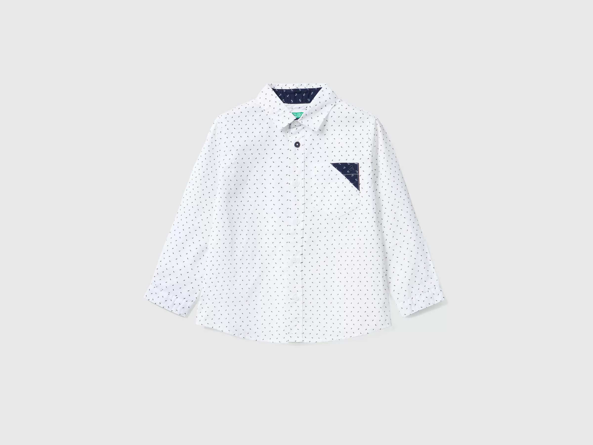 Camisa Micro Padrao Com Bolso Pequeno^Benetton Discount