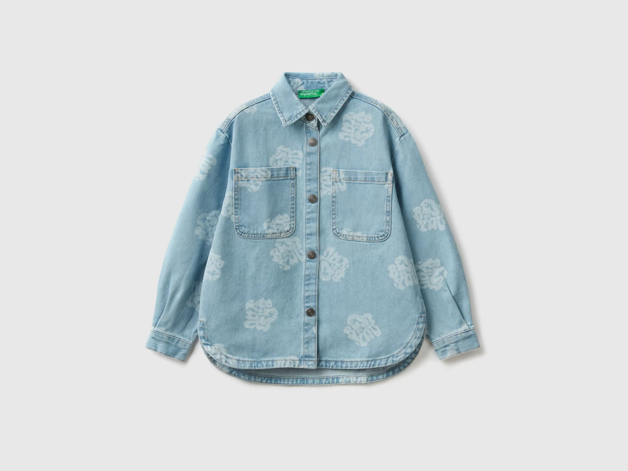 Camisa Over Em Denim Estampado^Benetton Sale